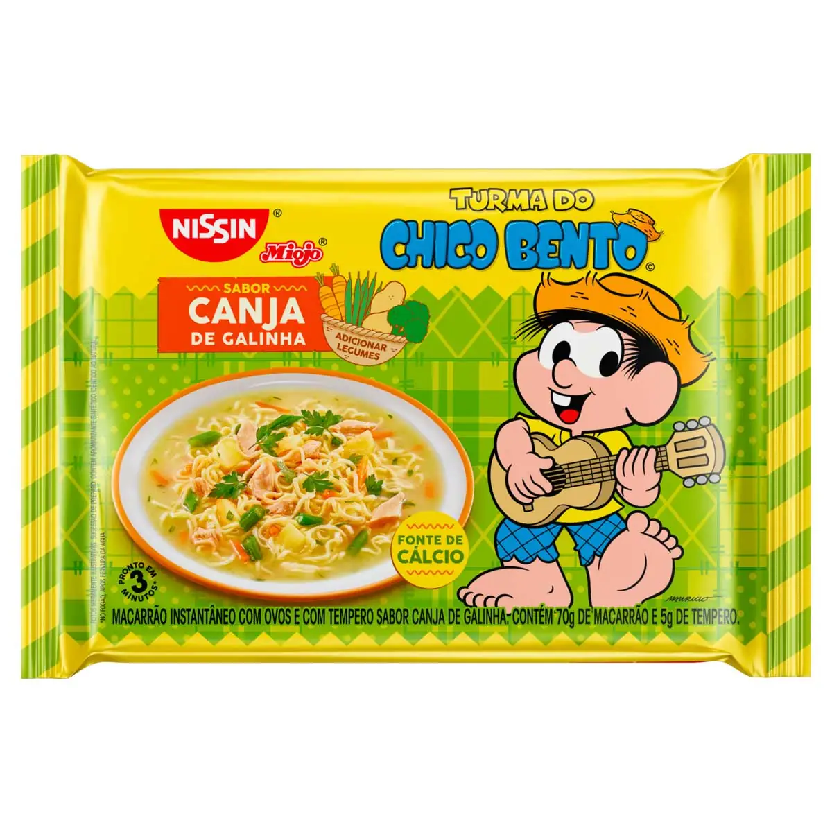Macarrão Instantâneo Canja de Galinha Turma do Chico Bento Nissin Miojo Pacote 75g