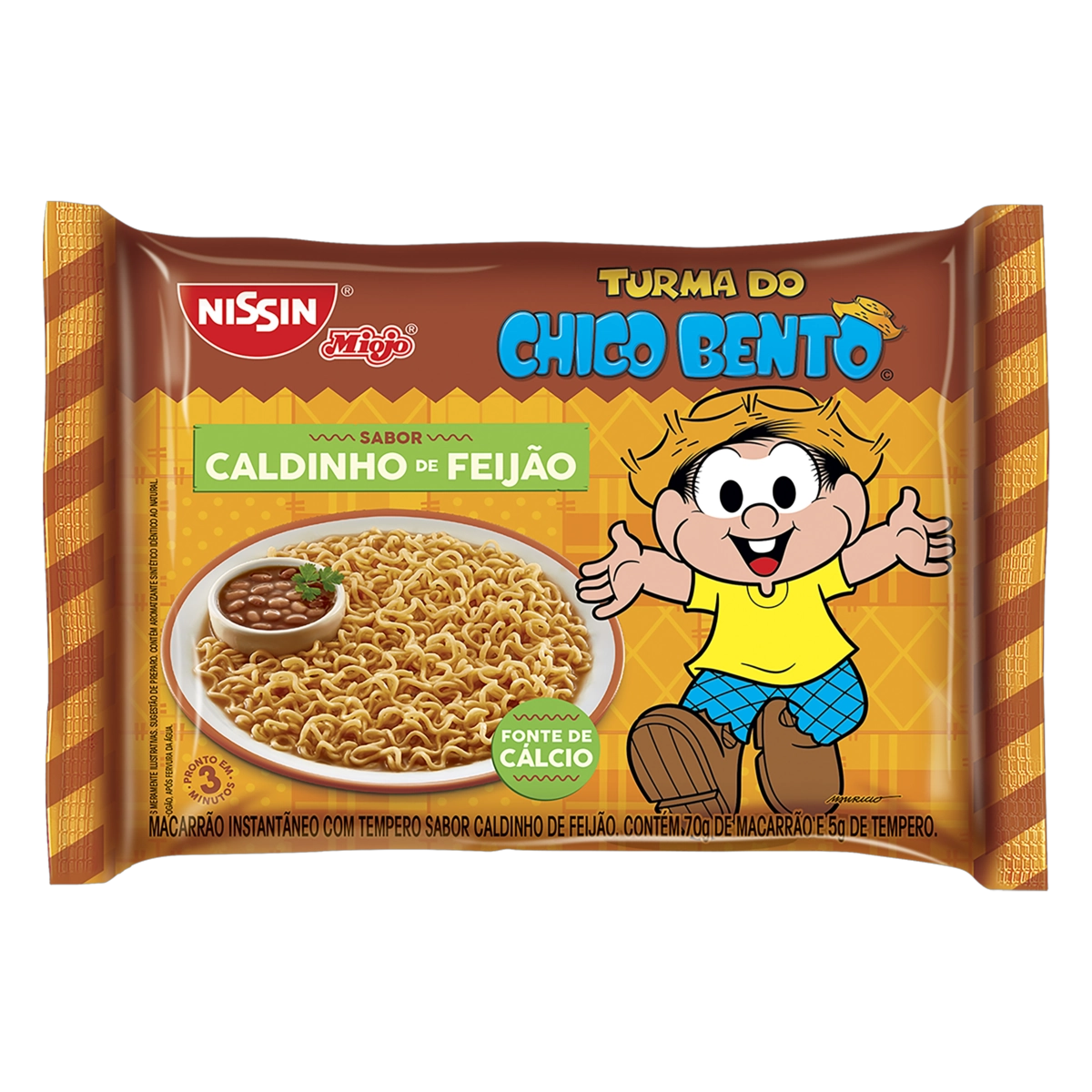 Macarrão Instantâneo Caldinho de Feijão Turma do Chico Bento Nissin Miojo Pacote 75g