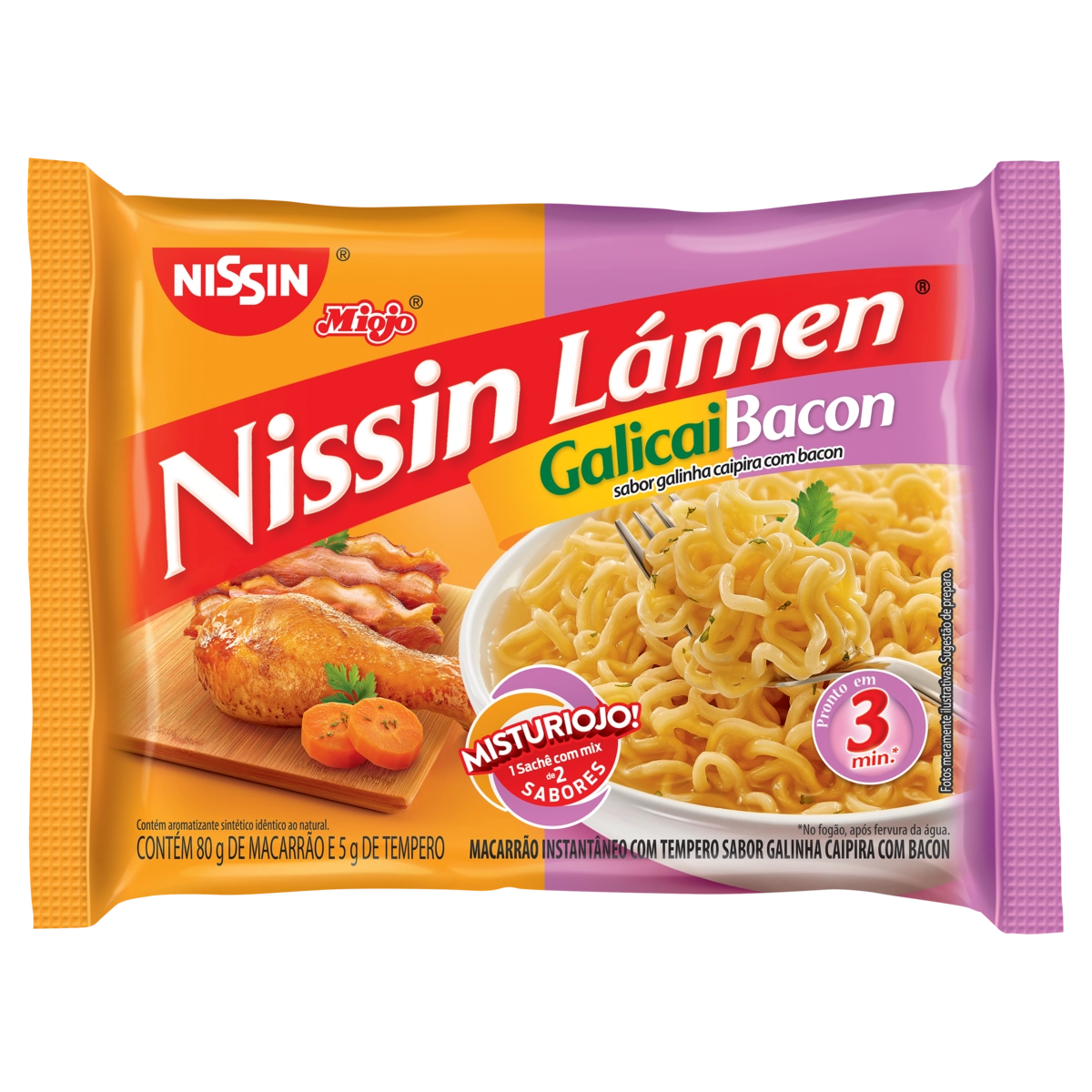 Macarrão Instantâneo Lámen Galicaibacon Nissin Miojo Misturiojo Pacote 85g