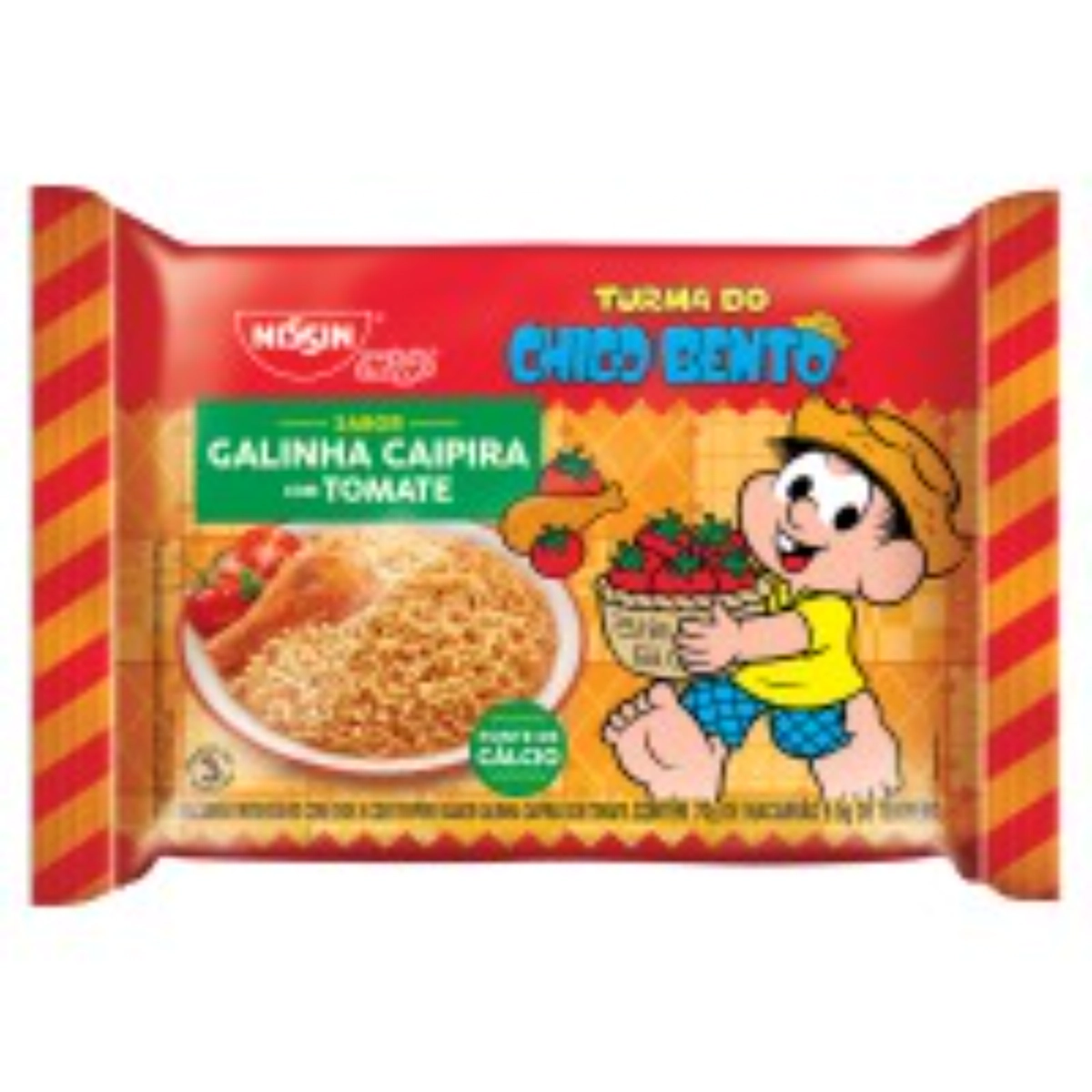 Macarrão Instantâneo Galinha Caipira Com Tomate Turma Do Chico Bento Nissin Miojo Pacote 75g