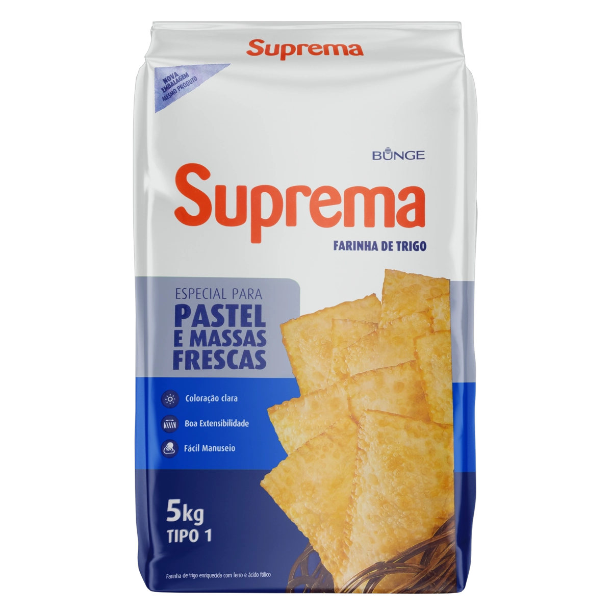 Farinha De Trigo Tipo 1 Para Pastel E Massas Frescas Suprema Pacote 5kg
