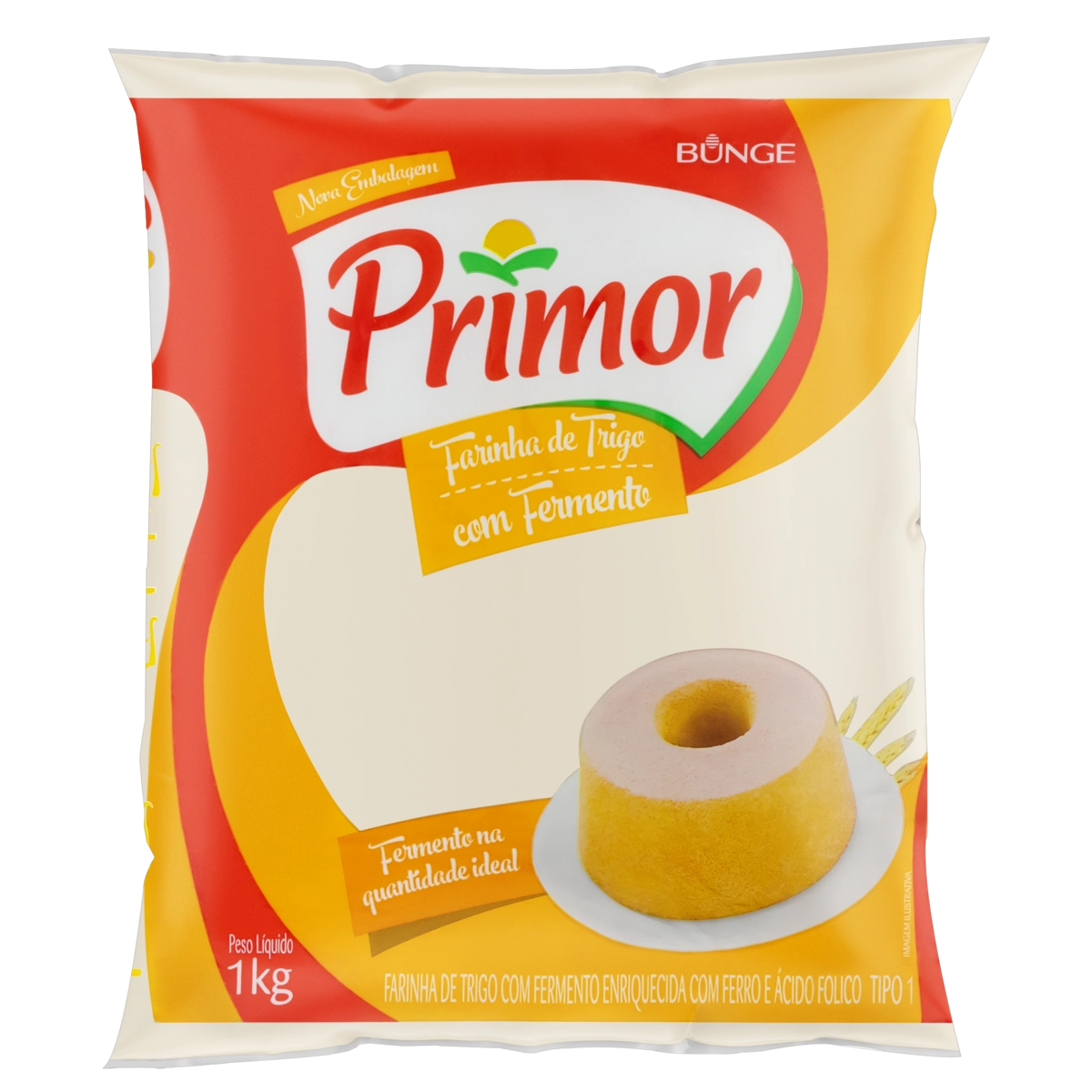 Farinha De Trigo Tipo 1 Com Fermento Primor Pacote 1kg