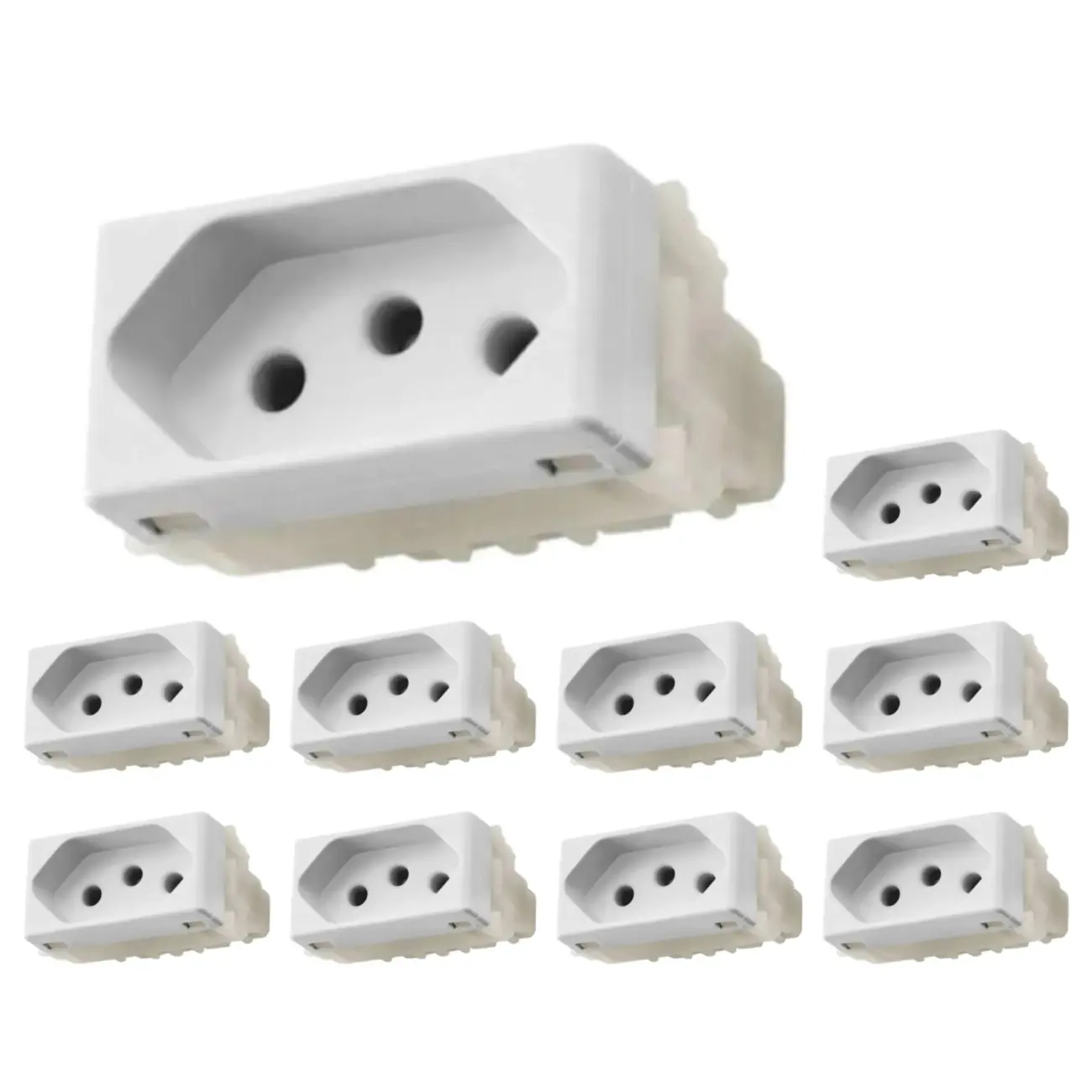 Kit 10 Módulos Tomada 2p+t 20a/250v Liz Branca Tramontina Cor:branco