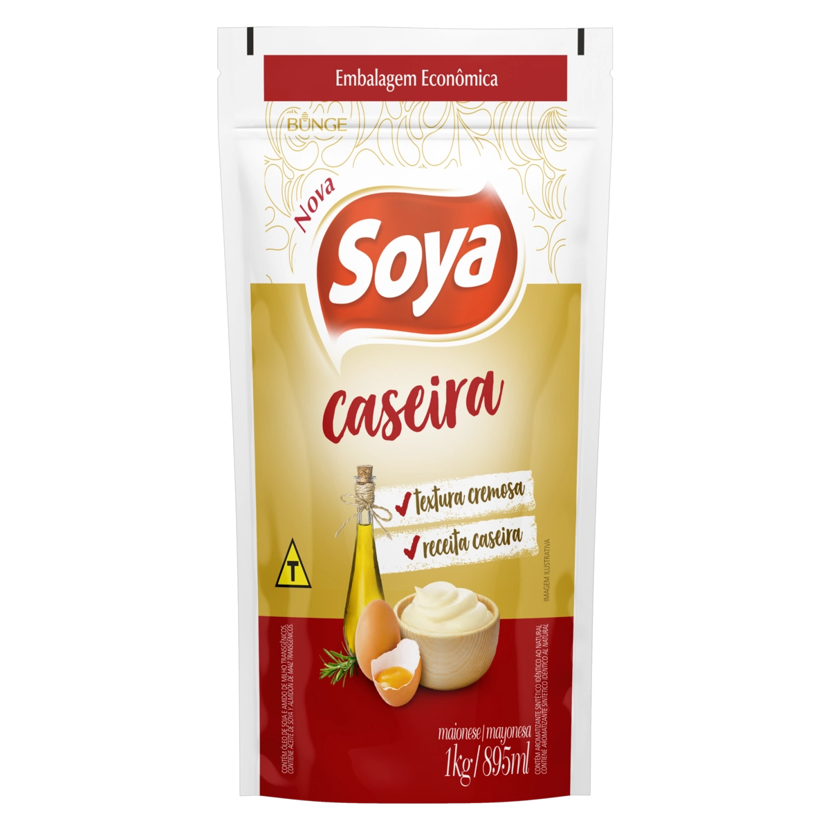 Maionese Caseira Soya Sachê 1kg Embalagem Econômica