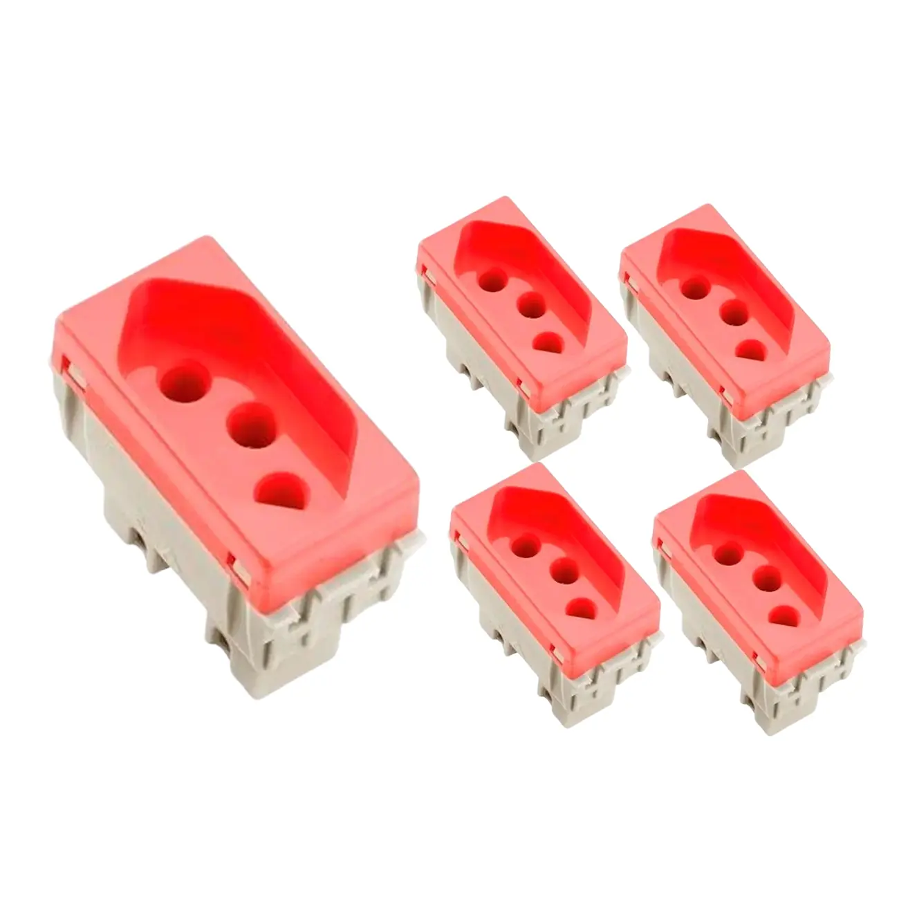 Kit 5 Módulos Tomada 2p+t 20a/250v Liz Vermelha Tramontina Vermelho