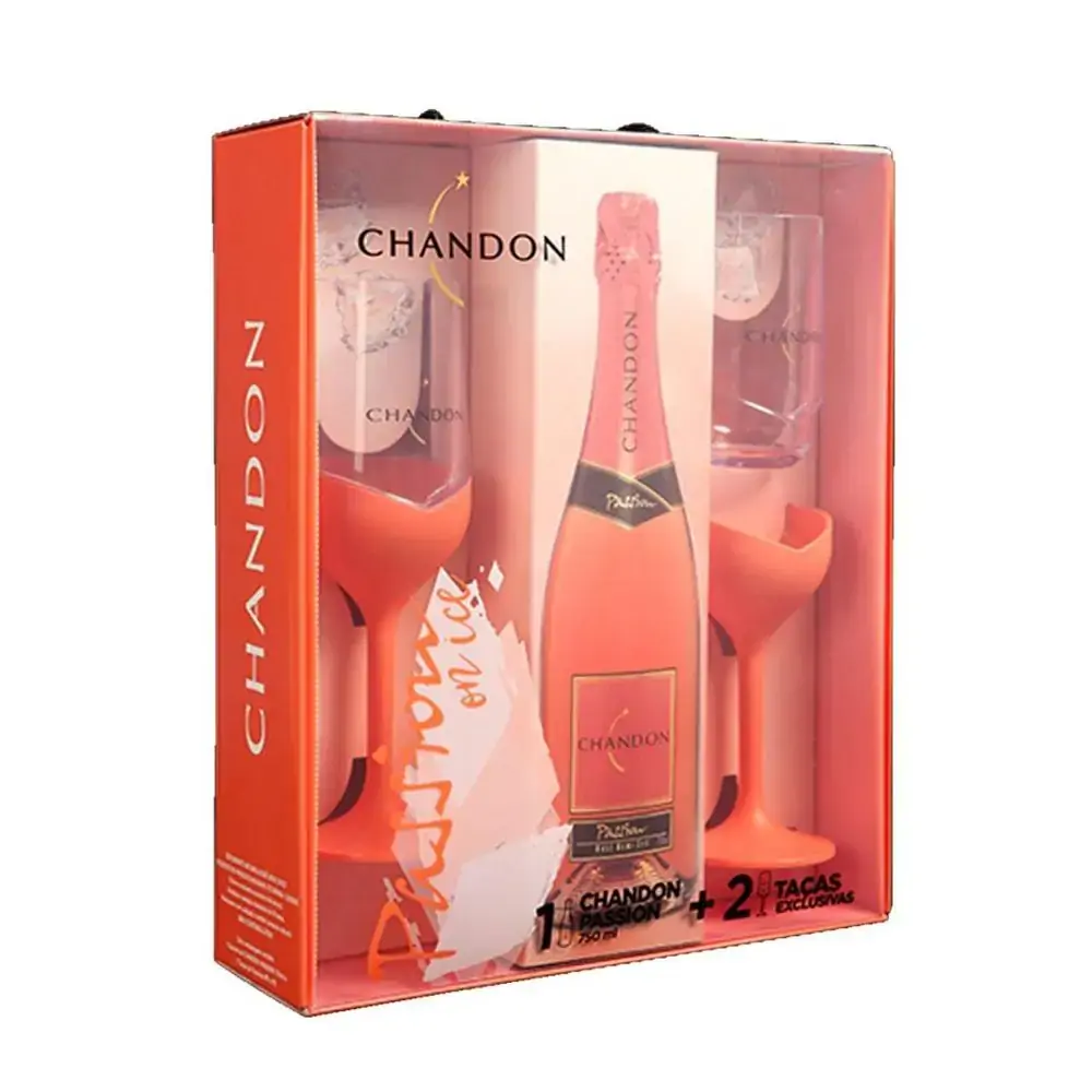 Kit Esp.chandon 750ml Passion Rose C/2 Tacas