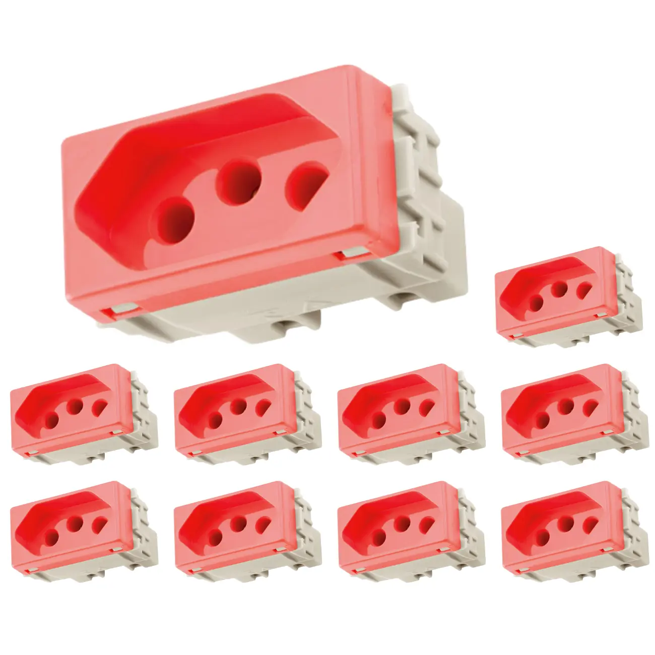 Kit 10 Módulos Tomada 2p+t 20a/250v Liz Vermelha Tramontina Cor:vermelho
