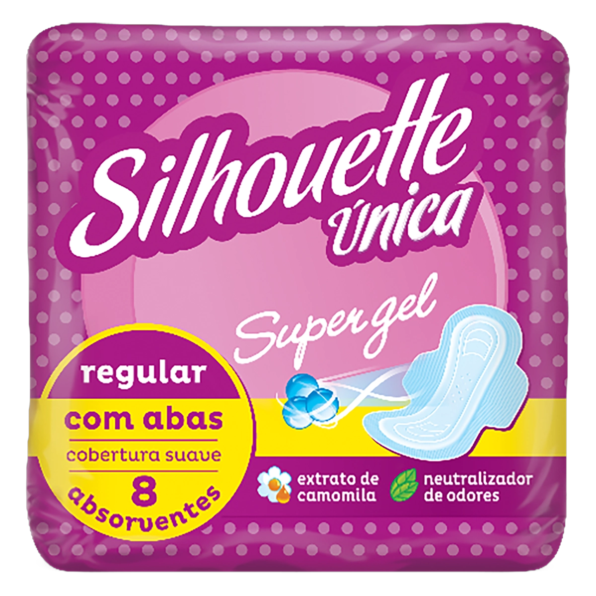 Absorvente Com Abas Supergel Suave Silhouette única Regular Pacote 8 Unidades