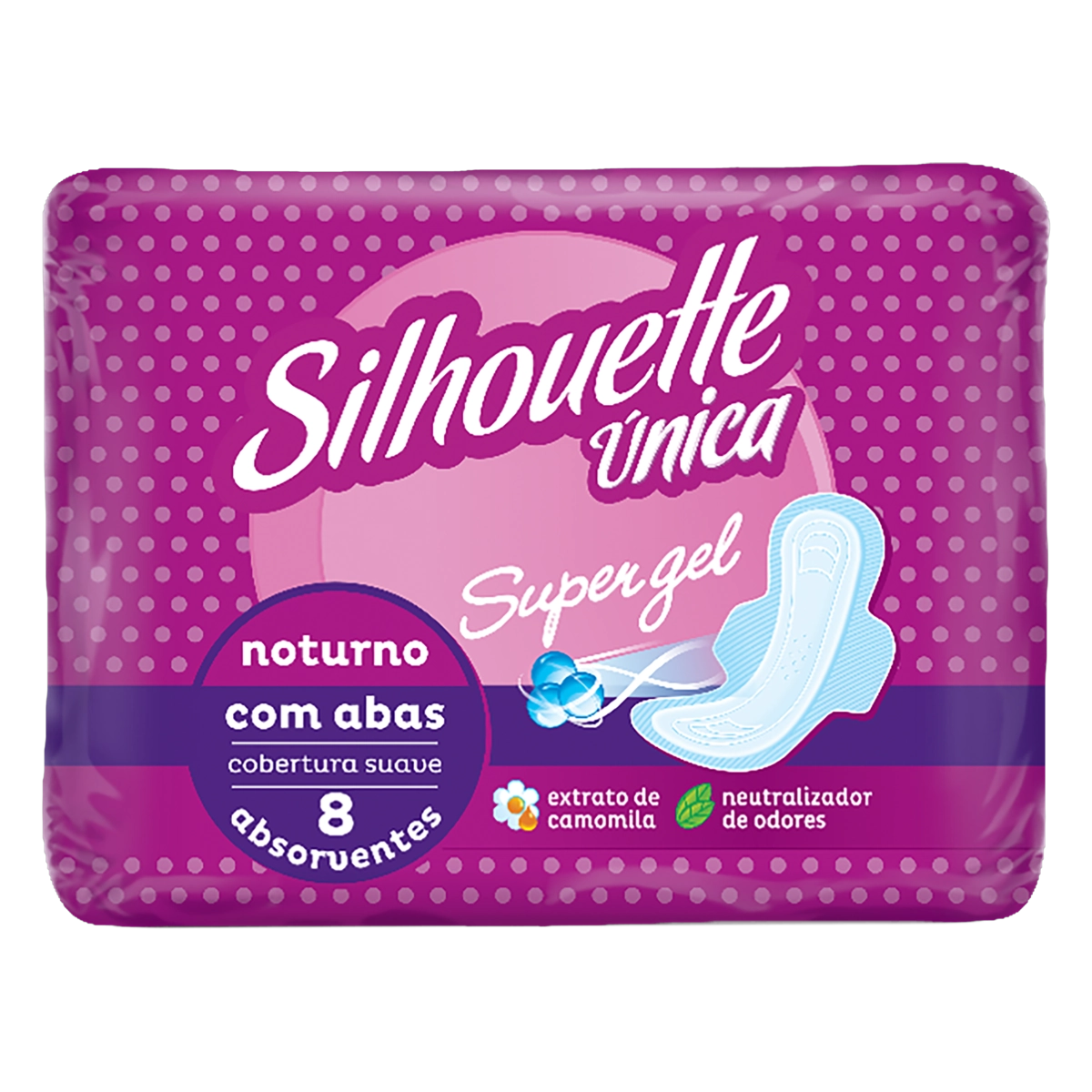 Absorvente Com Abas Noturno Supergel Suave Silhouette única Pacote 8 Unidades
