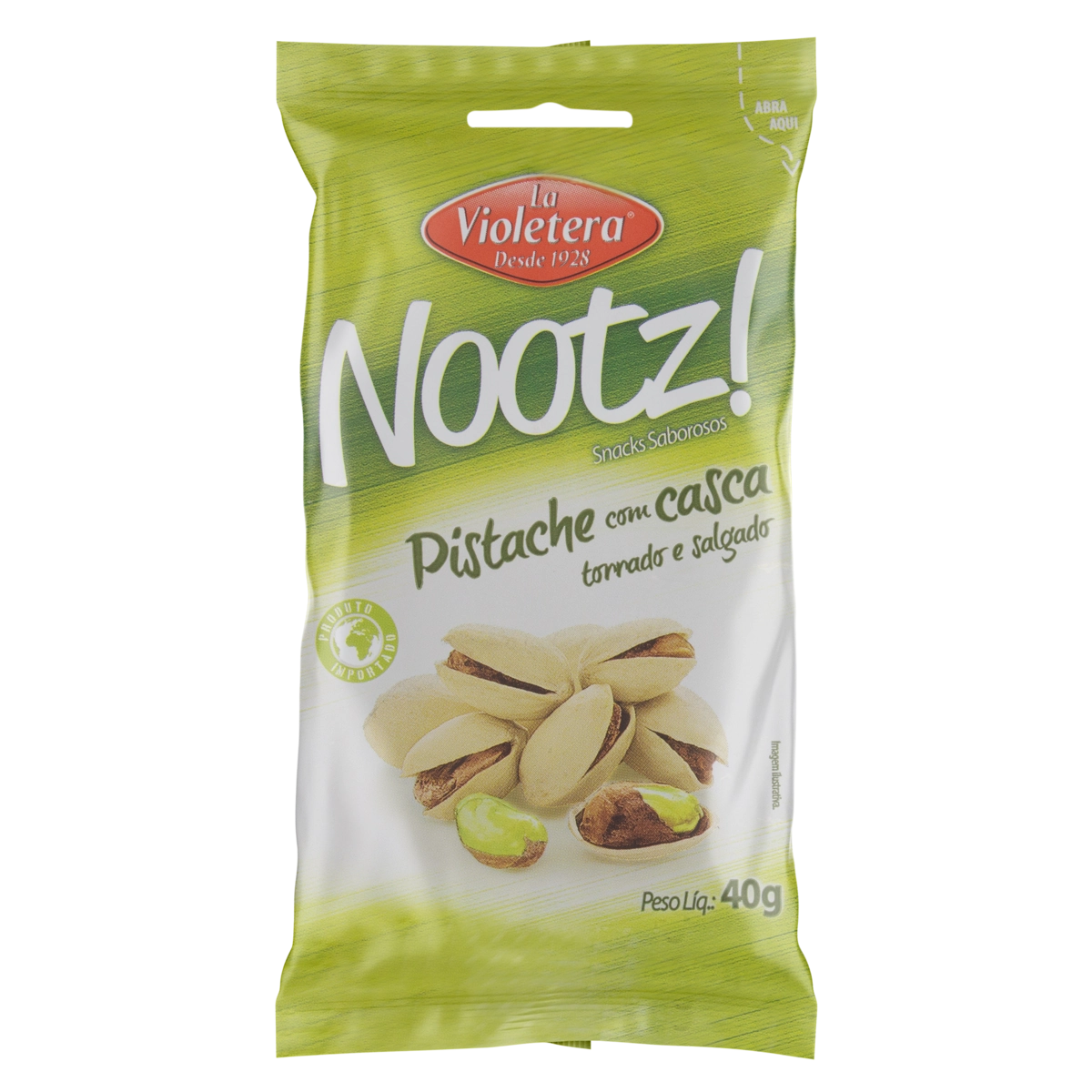 Pistache Torrado E Salgado Com Casca La Violetera Nootz Pacote 40g