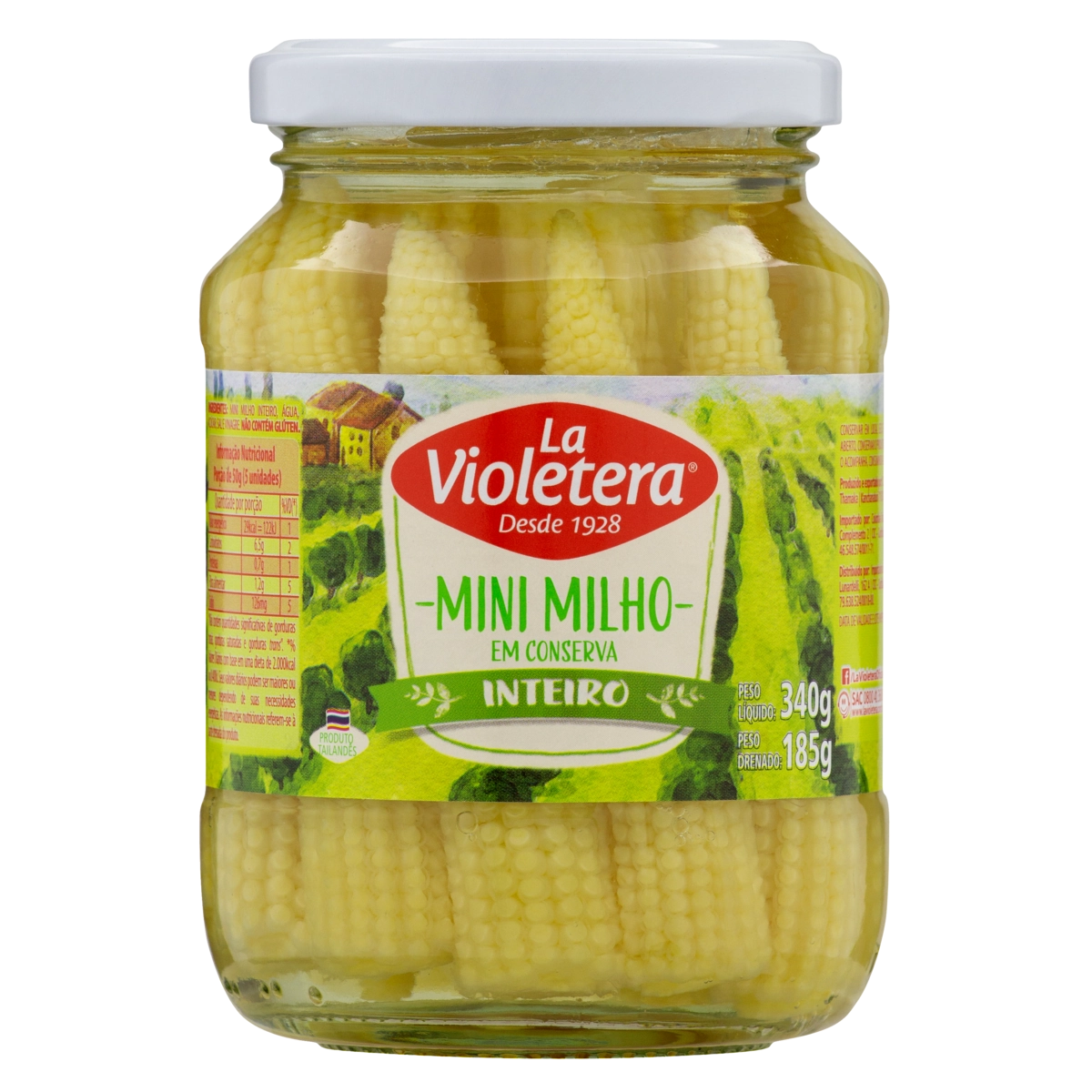 Mini Milho Em Conserva Inteiro La Violetera Vidro 185g
