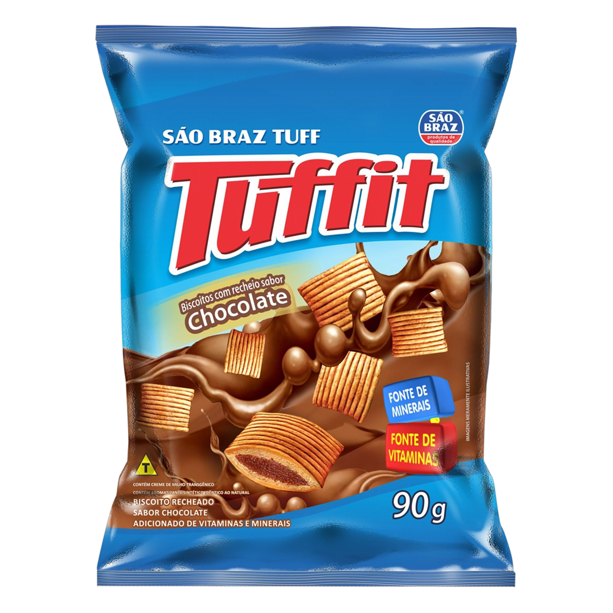 Biscoito Recheio Chocolate São Braz Tuff Tuffit Pacote 90g