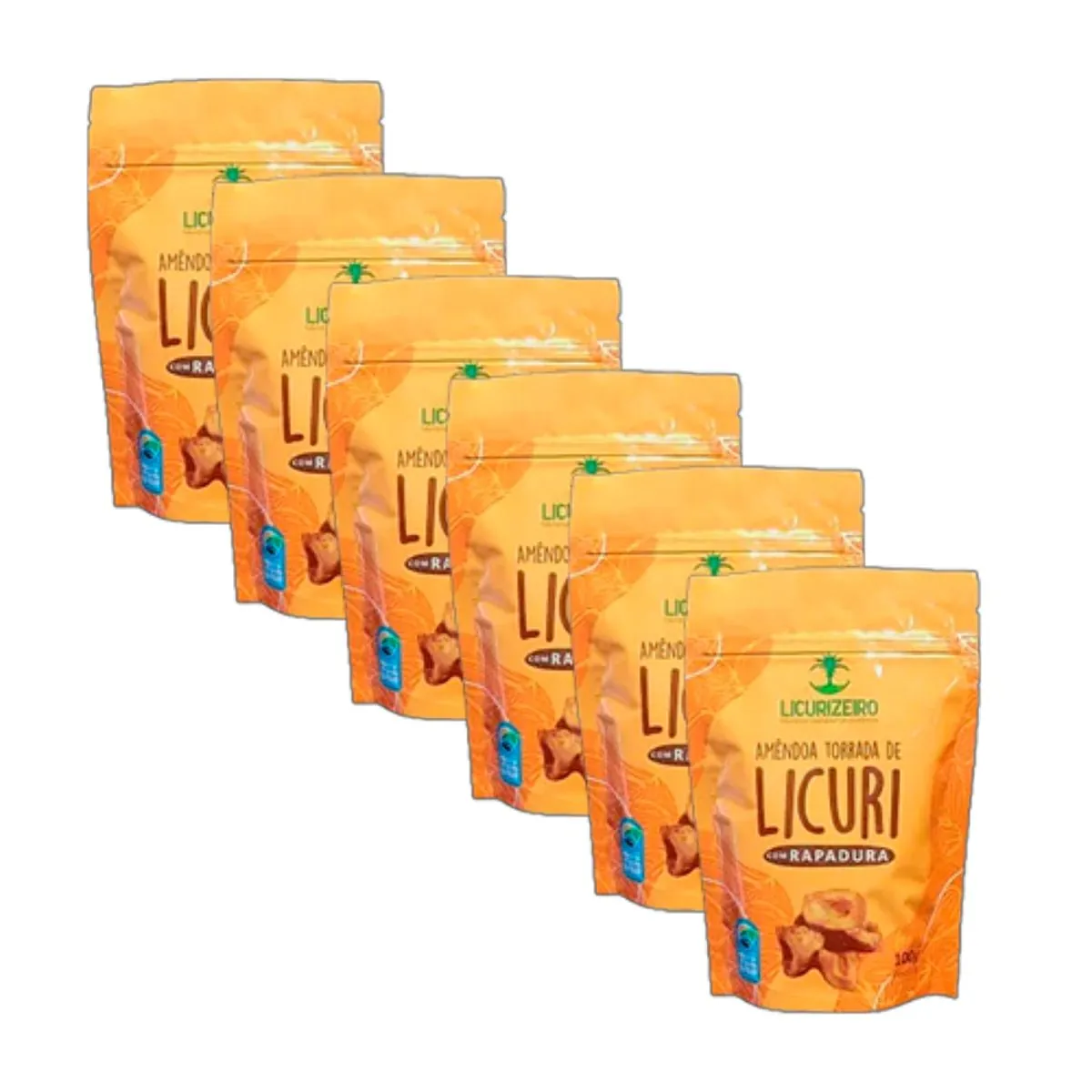Kit 6X: Amêndoa de Licuri Torrada Com Rapadura Licurizeiro 100g