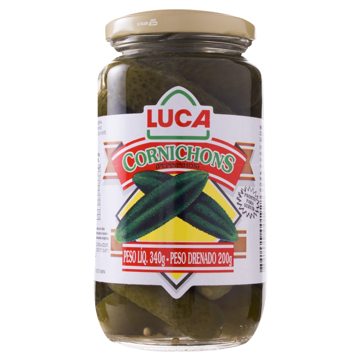 Pepino Cornichon Em Conserva Luca Vidro 200g