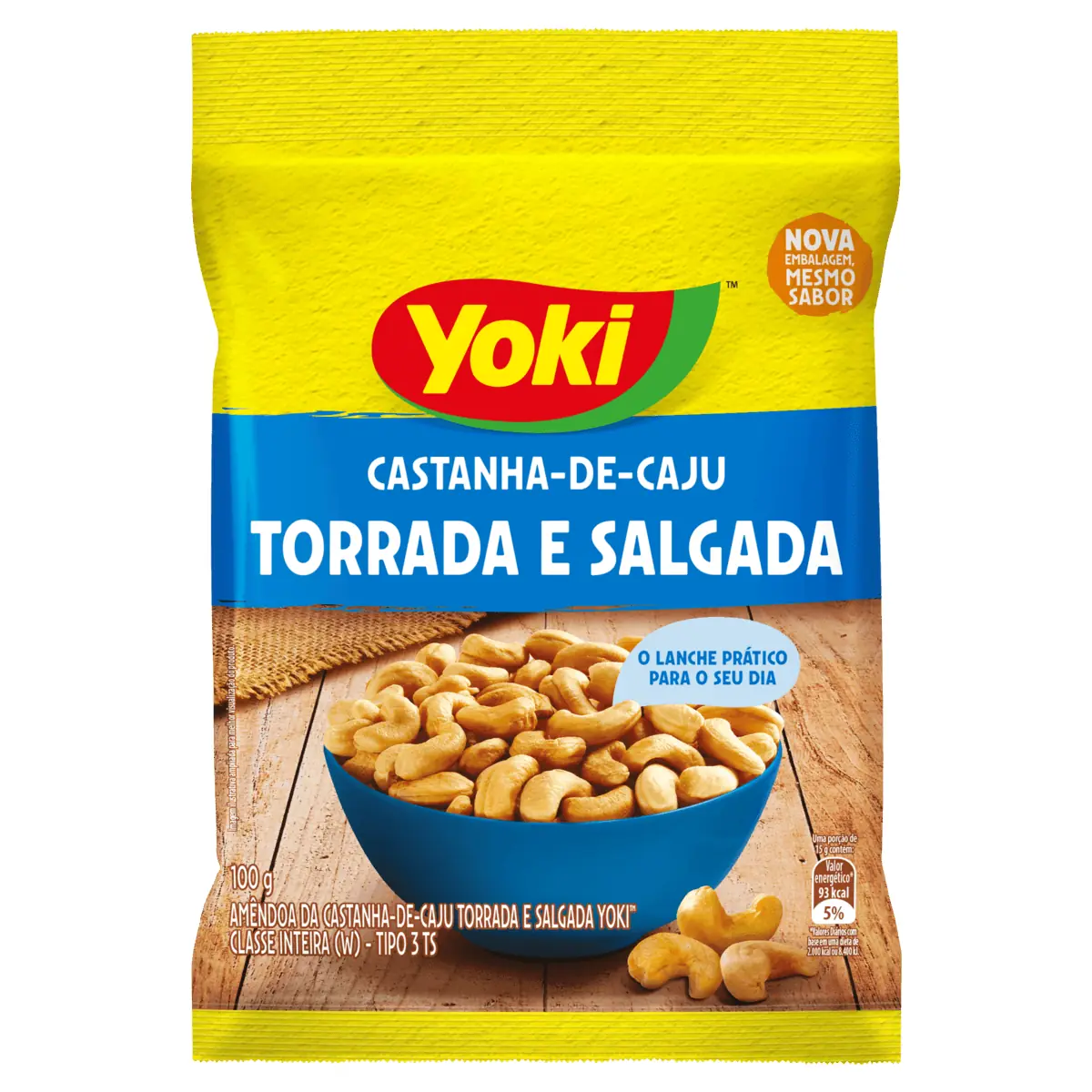 Castanha-de-Caju Torrada Salgada Tipo 3 TS Yoki Pacote 100g