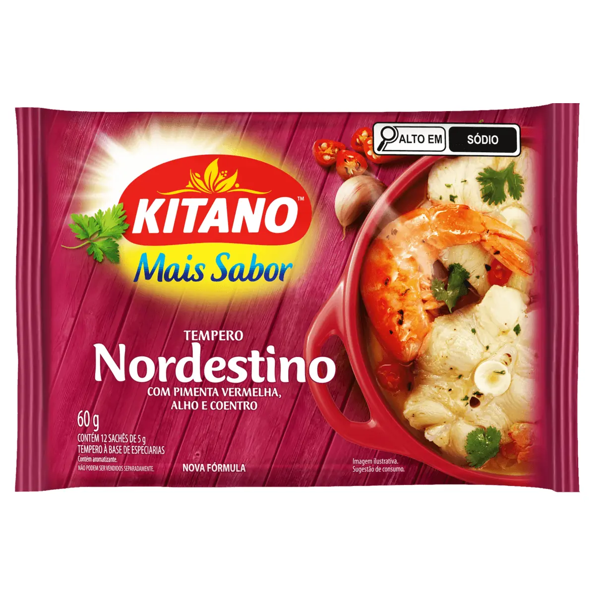 Tempero Pó Nordestino Kitano Mais Sabor Pacote 60g 12 Unidades