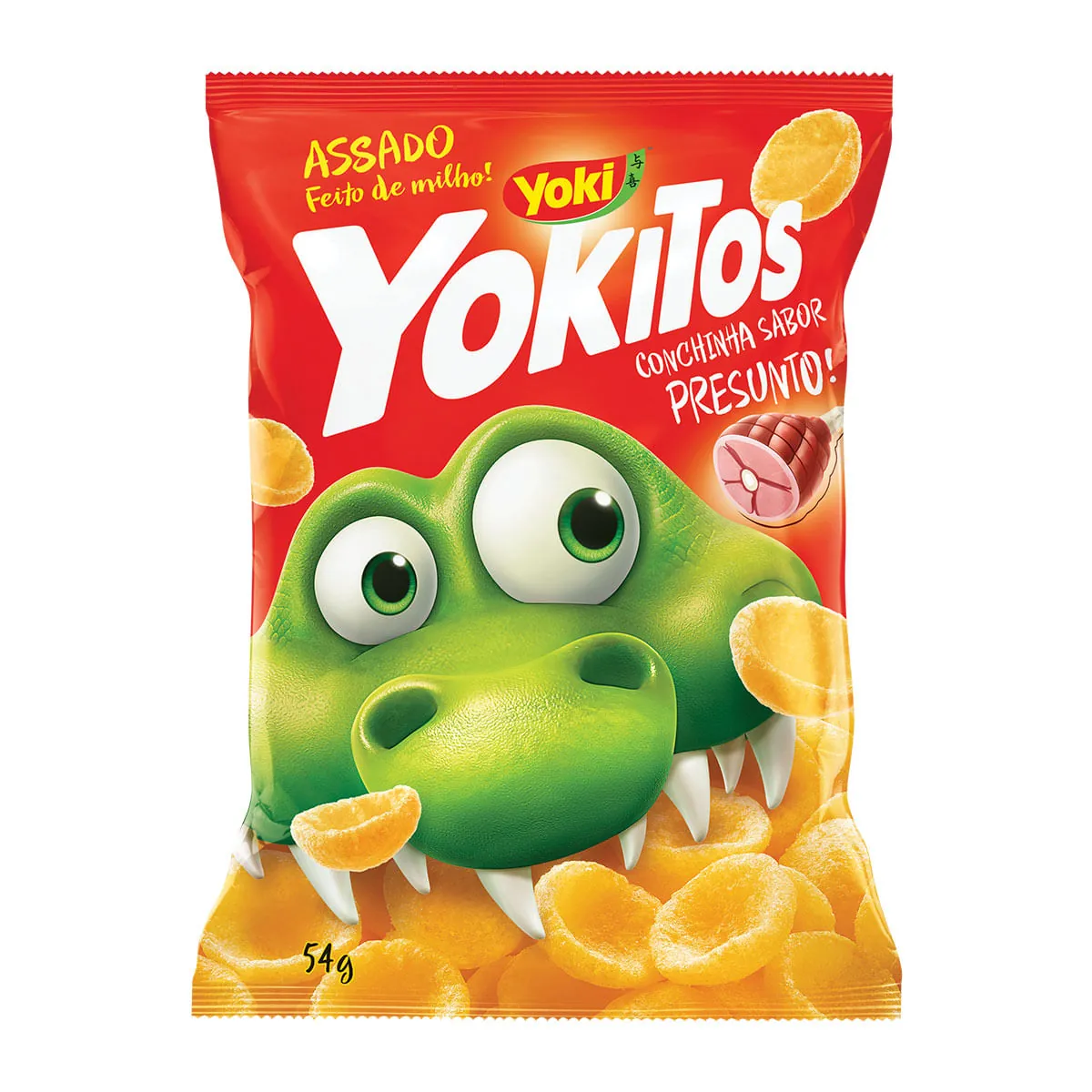 Salgadinho de Milho Sabor Presunto Conchinhas YOKITOS Pacote 54g