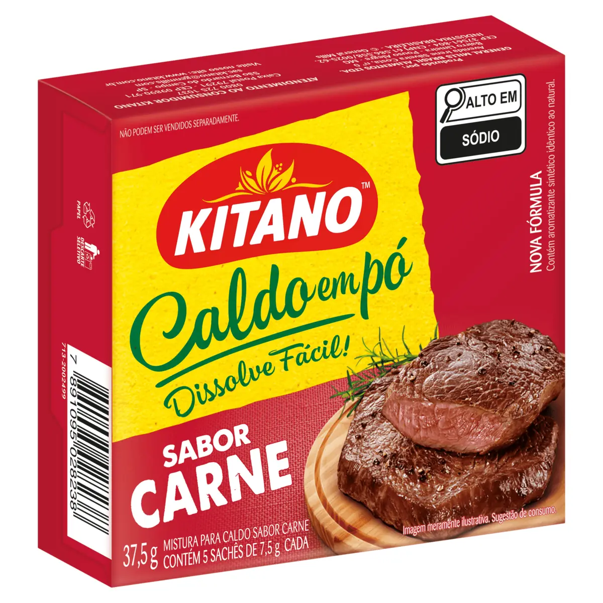 Caldo Pó Carne Kitano Caixa 37,5g 5 Unidades
