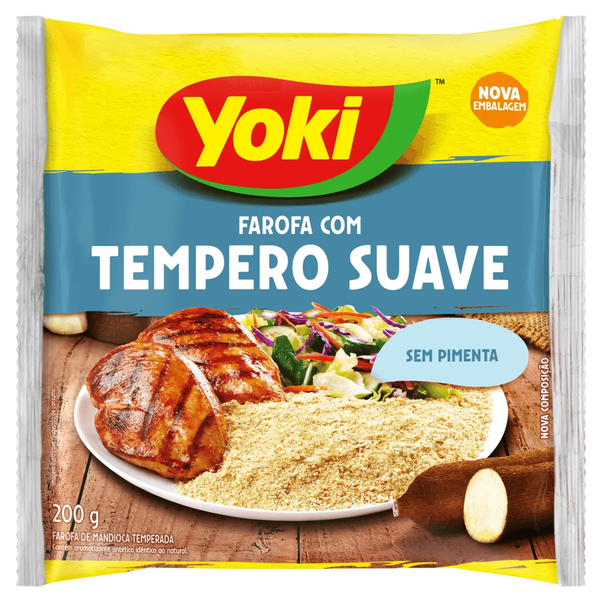 Farofa de Mandioca Yoki com Tempero Suave Pacote 200 g