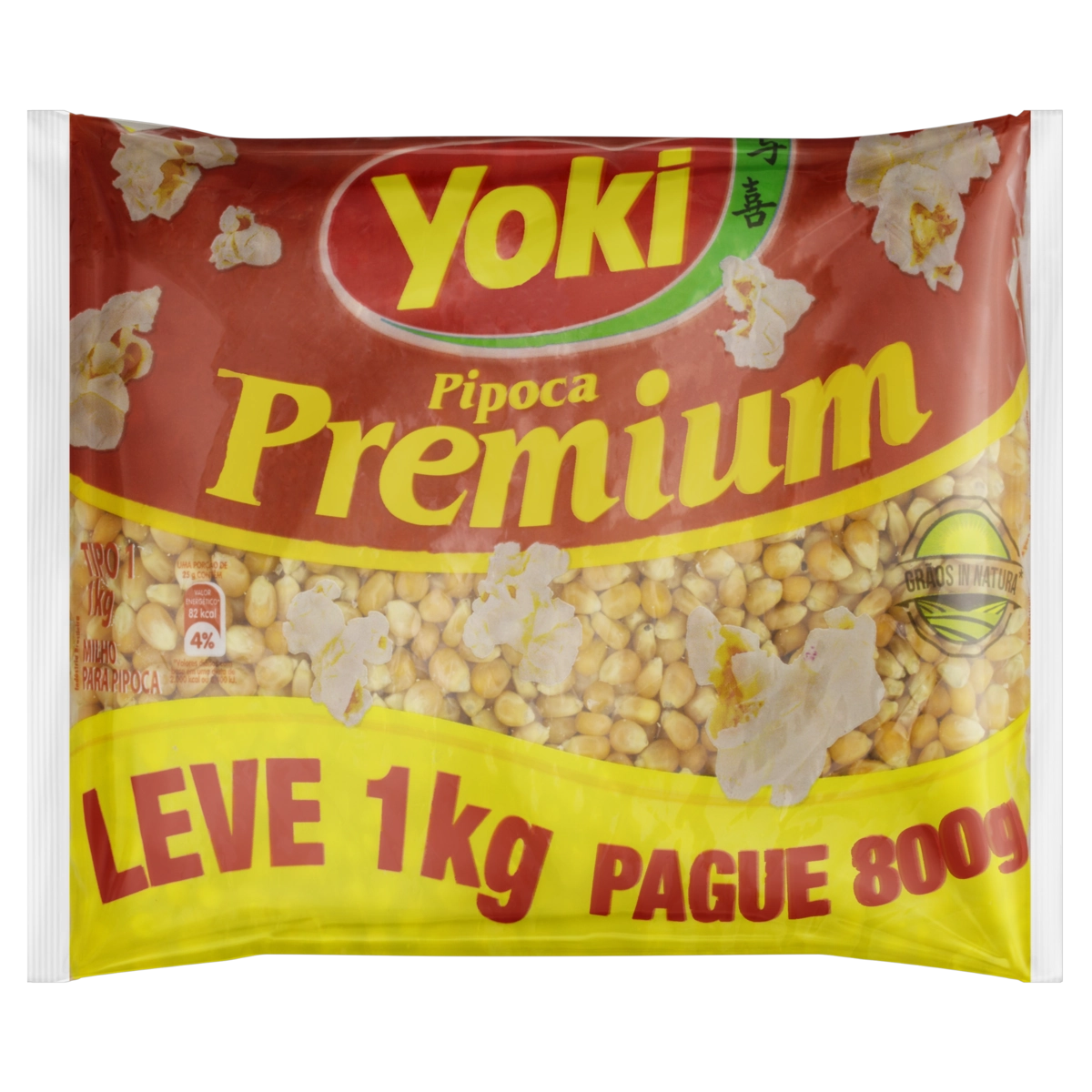 Milho Para Pipoca Tipo 1 Yoki Premium Pacote Leve 1kg Pague 800g