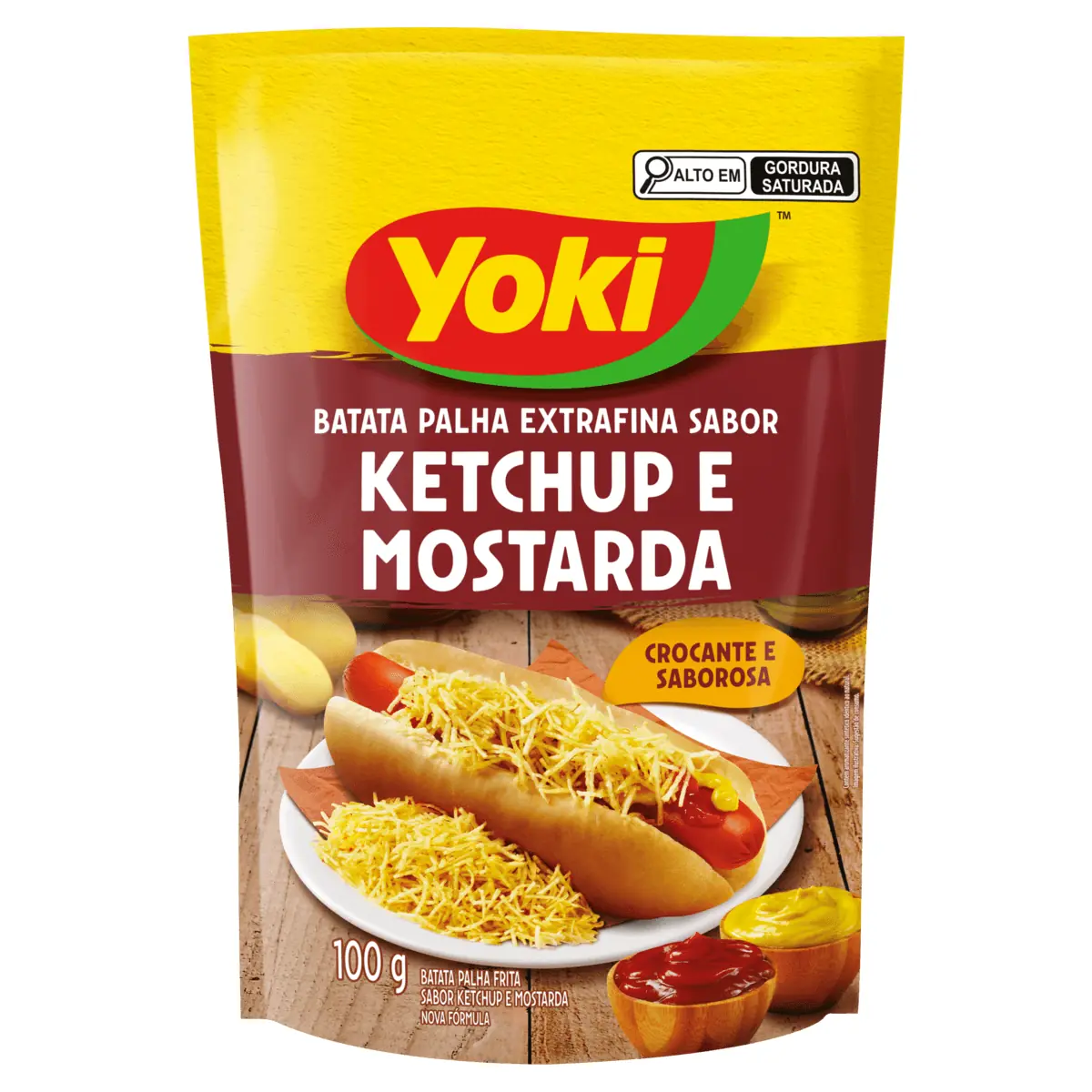Batata Palha Extrafina Ketchup e Mostarda Yoki Sachê 100g