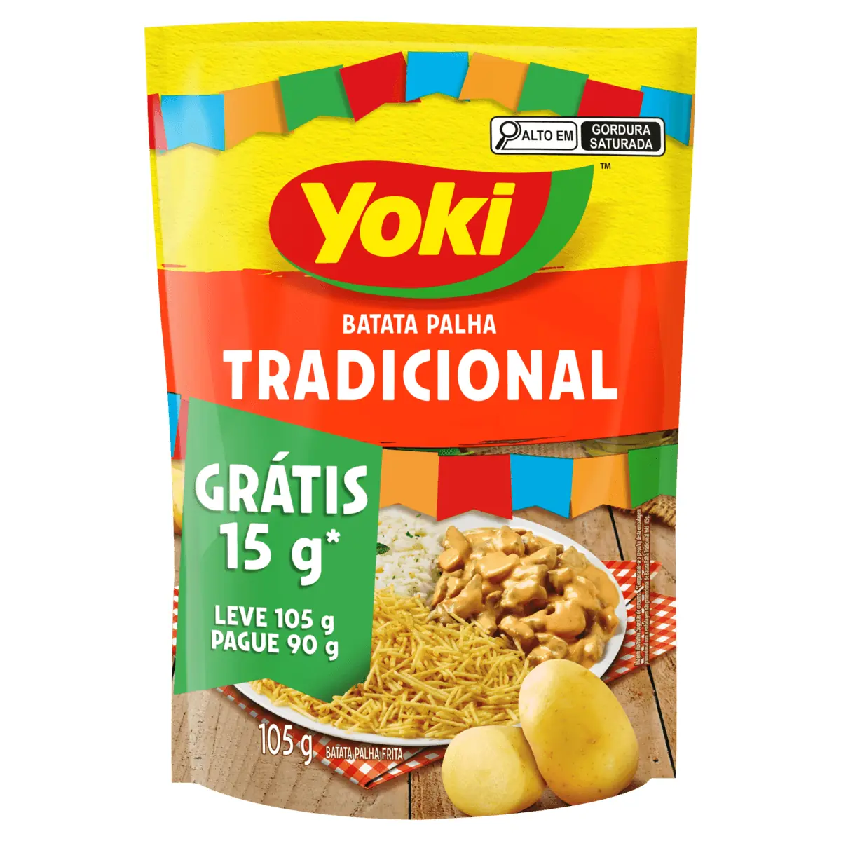 Batata Palha Tradicional Yoki Grátis 15 g 105 g