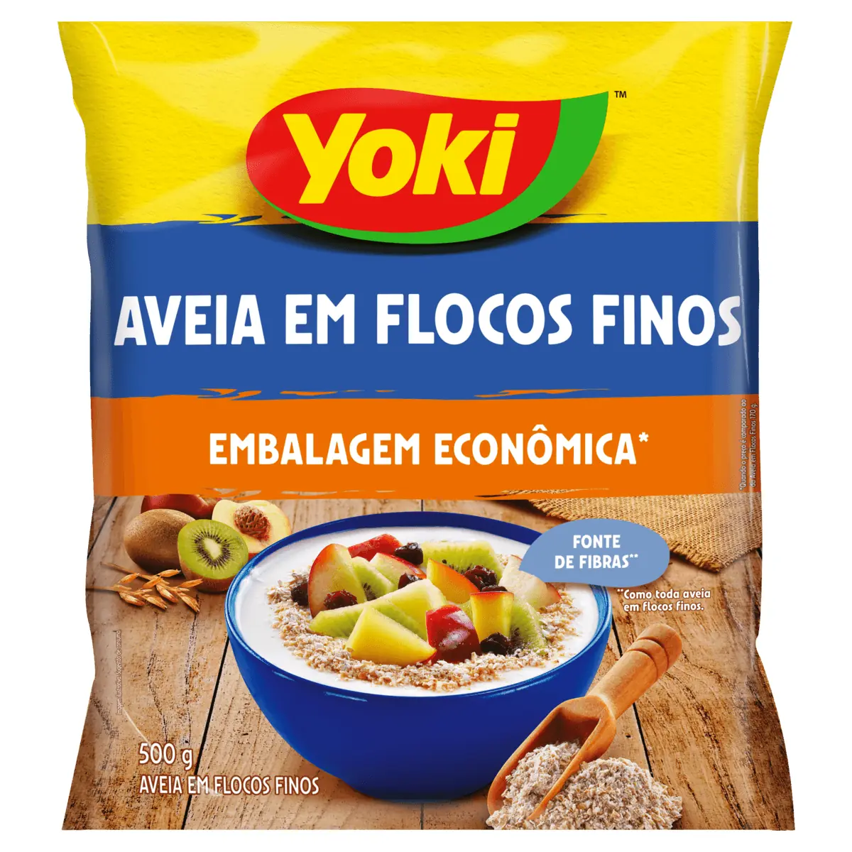 Aveia em Flocos Finos Yoki Pacote 500 g Embalagem Econômica