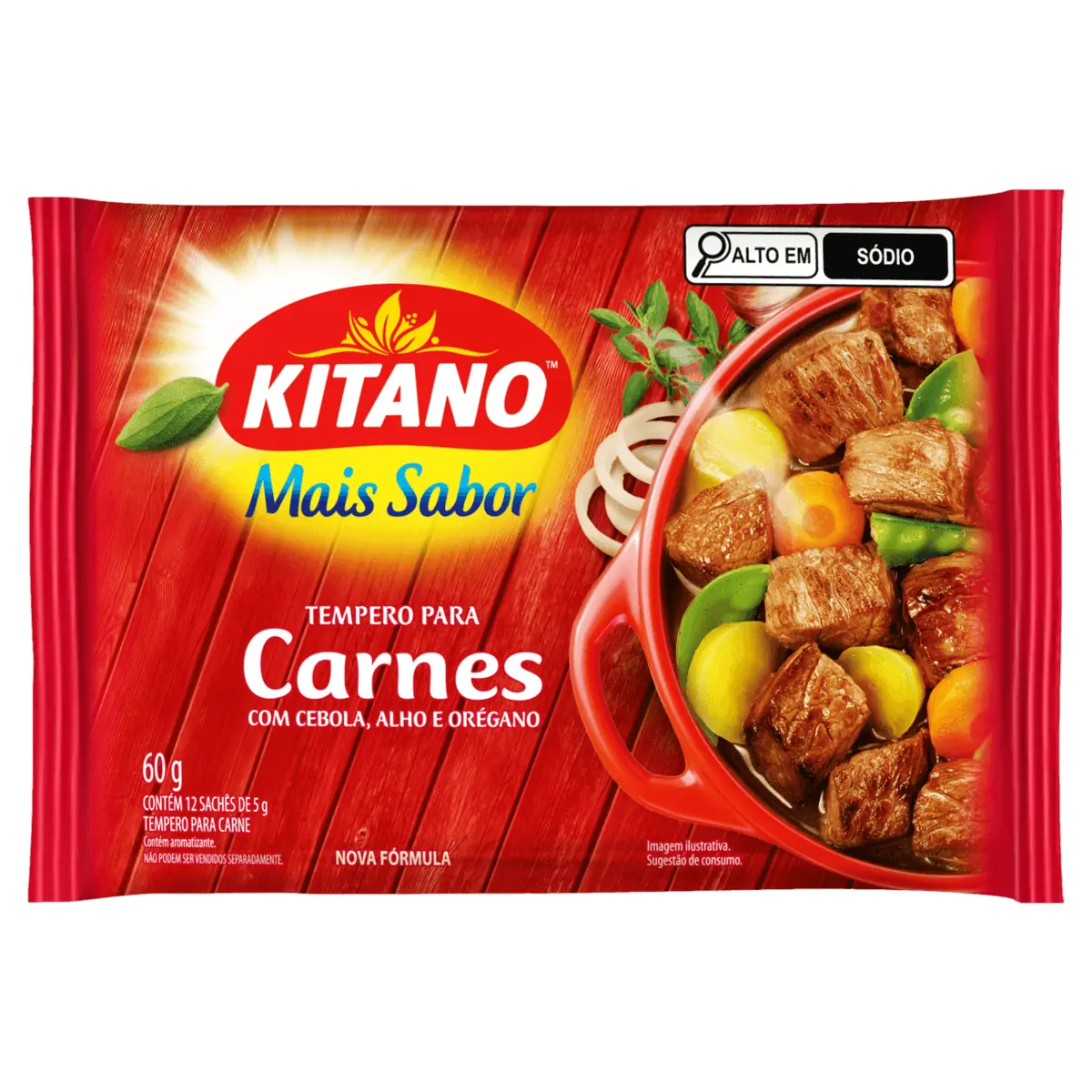 Tempero Pó para Carnes Kitano Mais Sabor Pacote 60g 12 Unidades