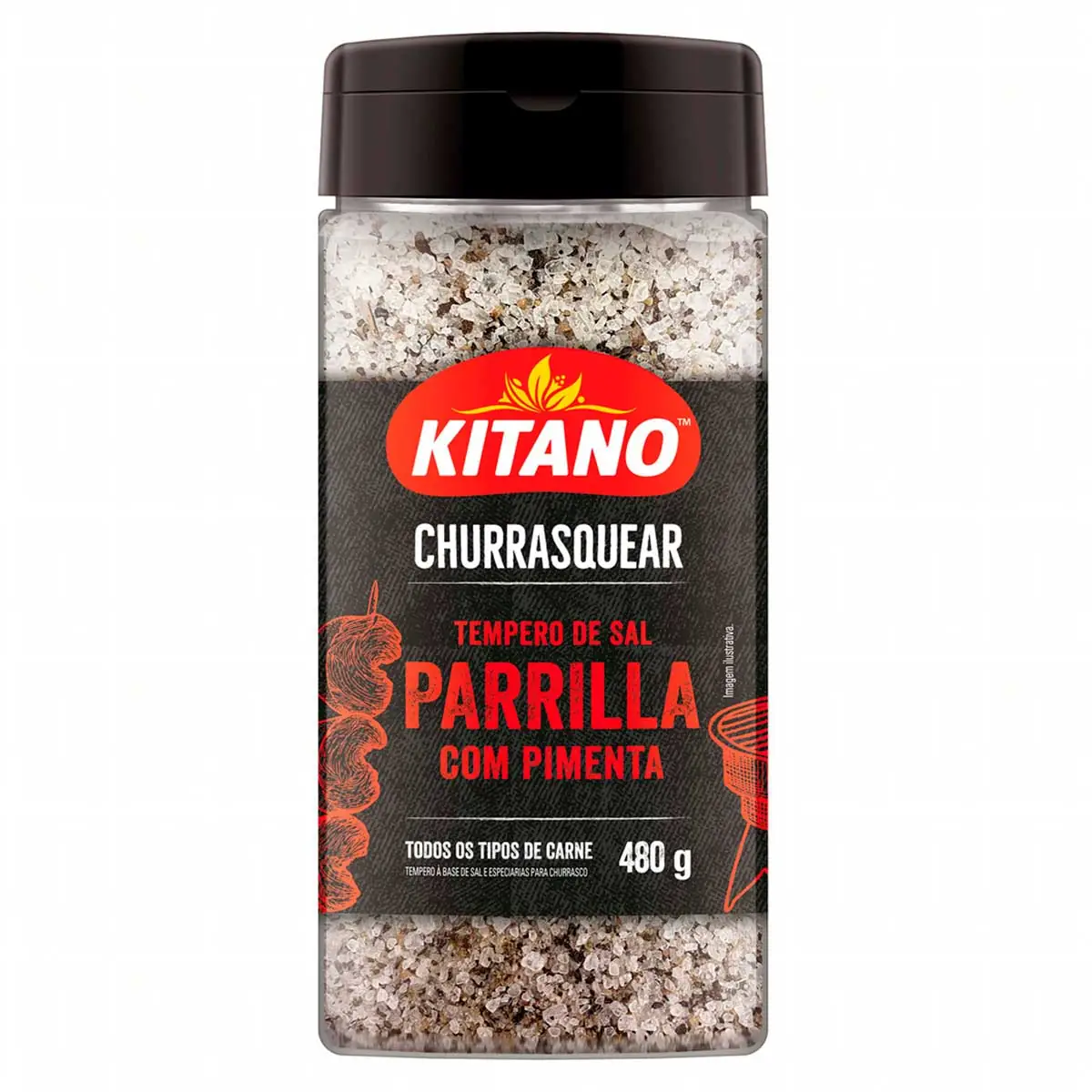 Sal de Parrilla com Pimenta Kitano Churrasquear Frasco 480g