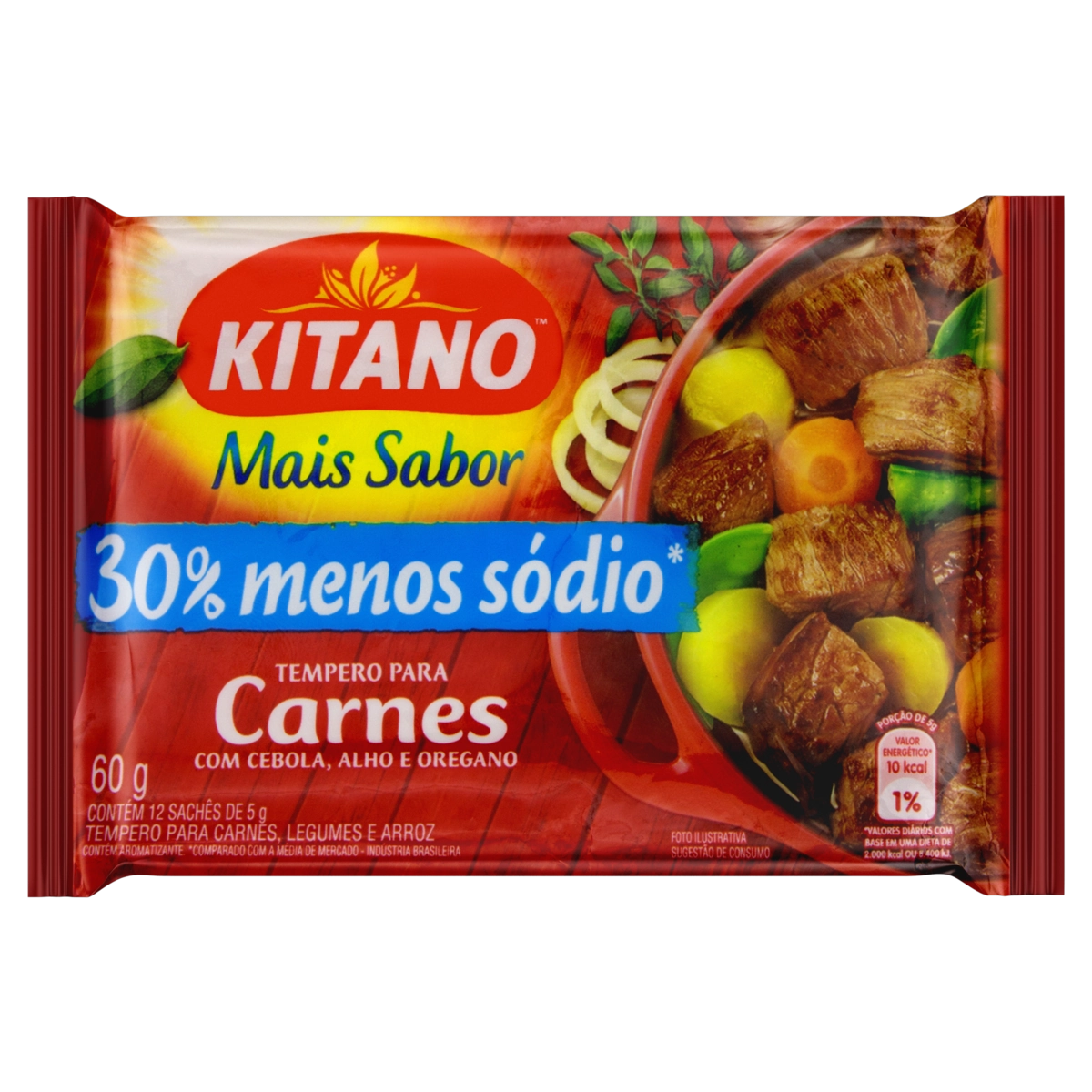 Tempero Pó Para Carnes Kitano Mais Sabor Pacote 60g Leve 12 Pague 11 Unidades