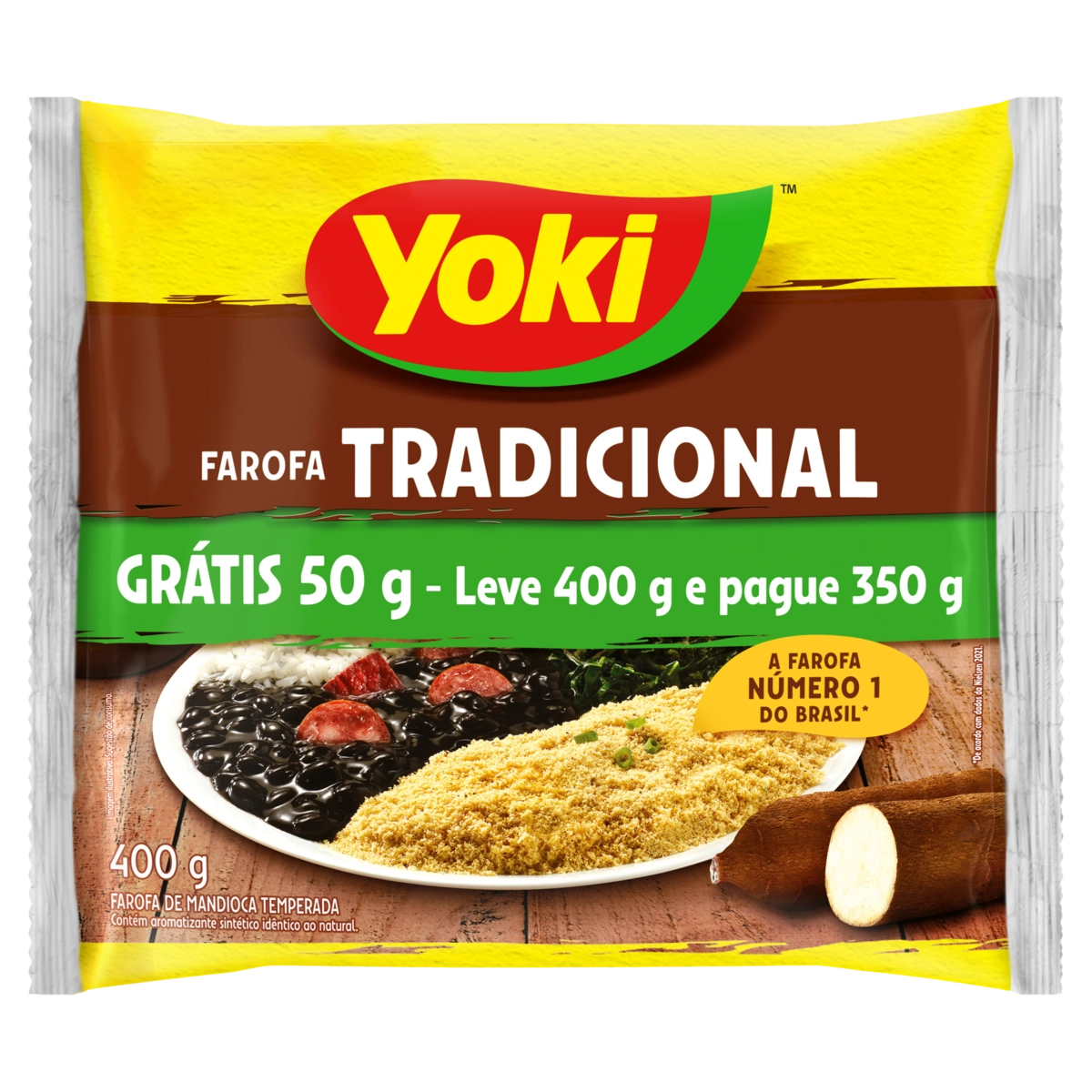 Farofa de Mandioca Tradicional Yoki Pacote Leve 400g Pague 350g