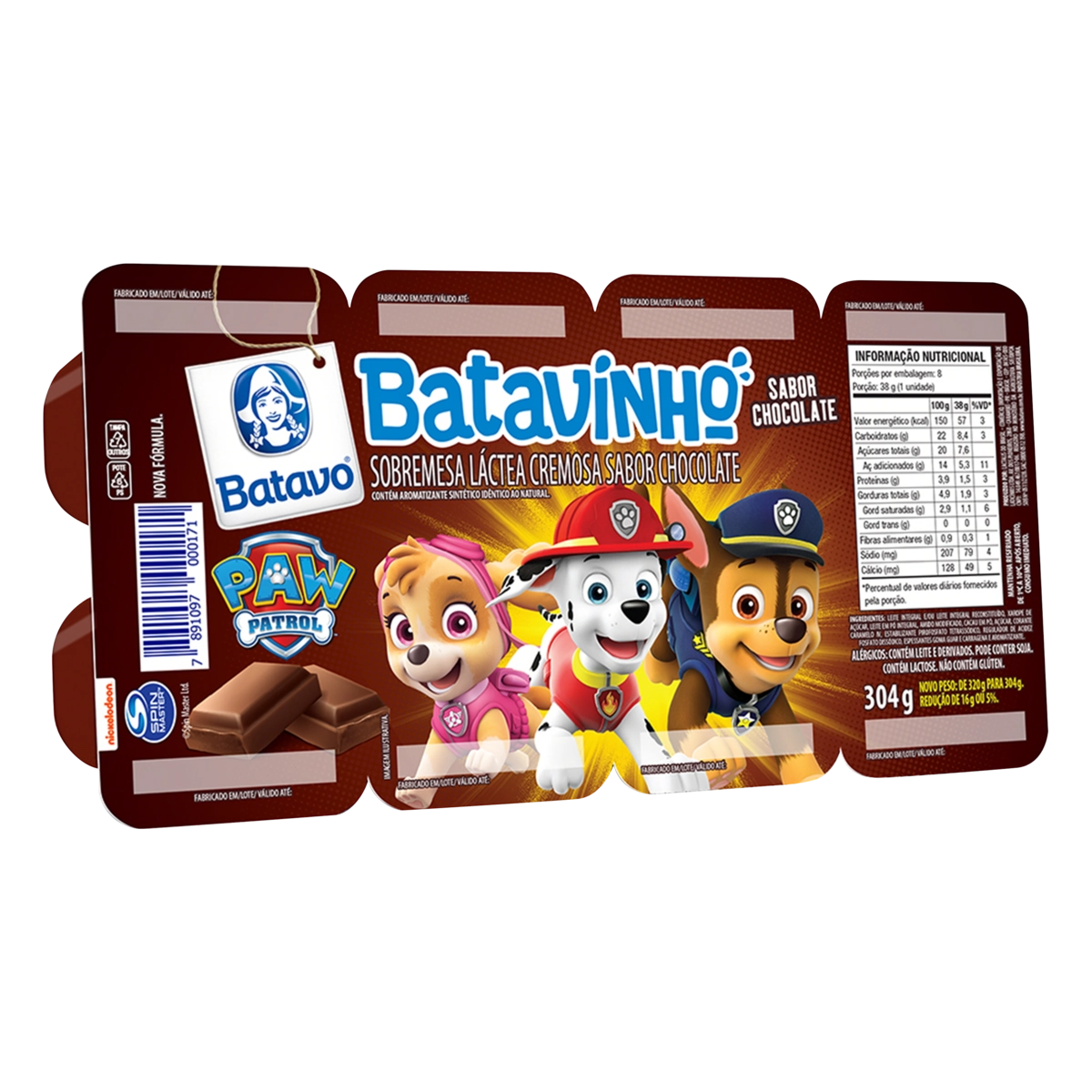 Sobremesa Láctea Chocolate Batavo Batavinho Bandeja 360g 8 Unidades