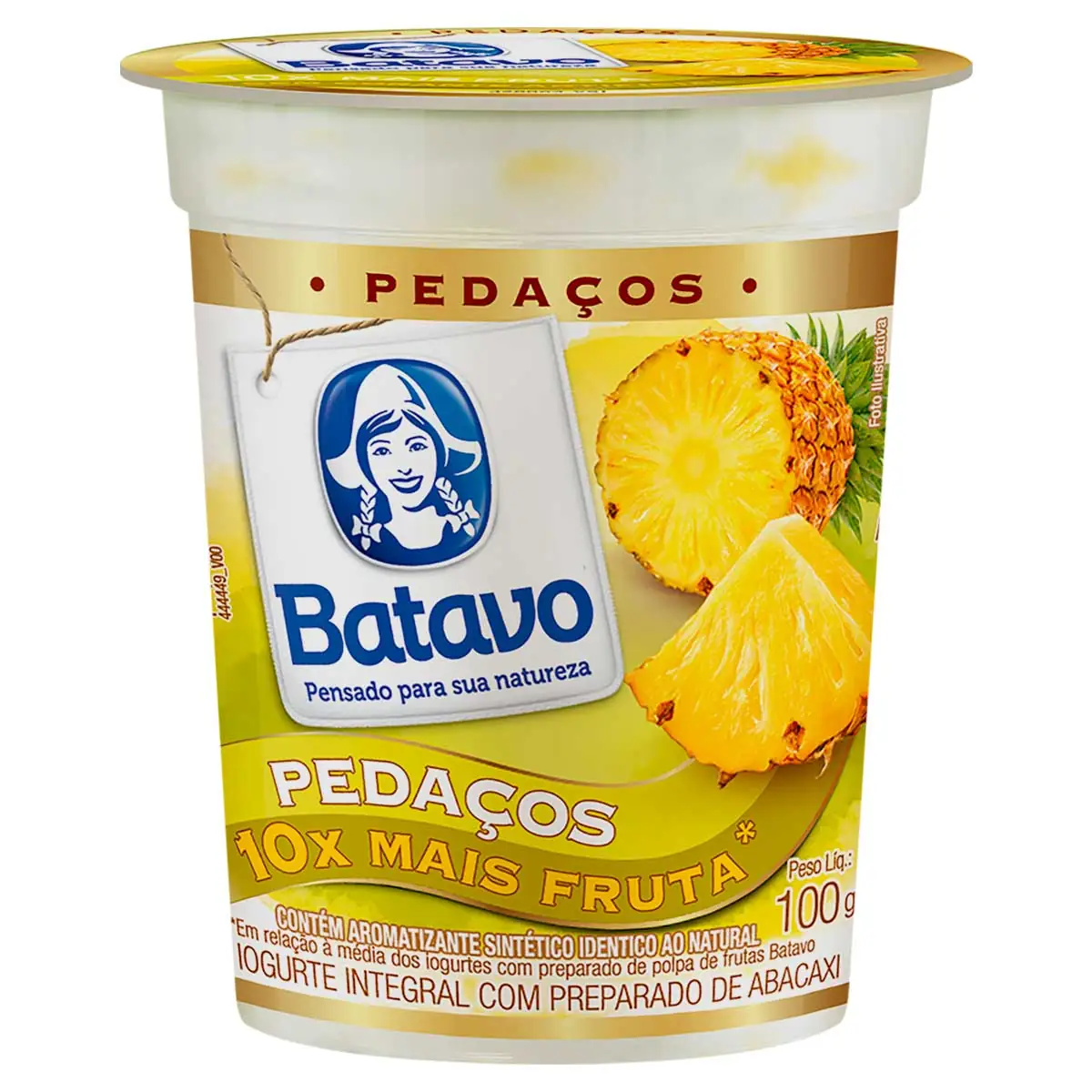 Iogurte Líquido Pedaços de Abacaxi Integral BATAVO Copo 100g