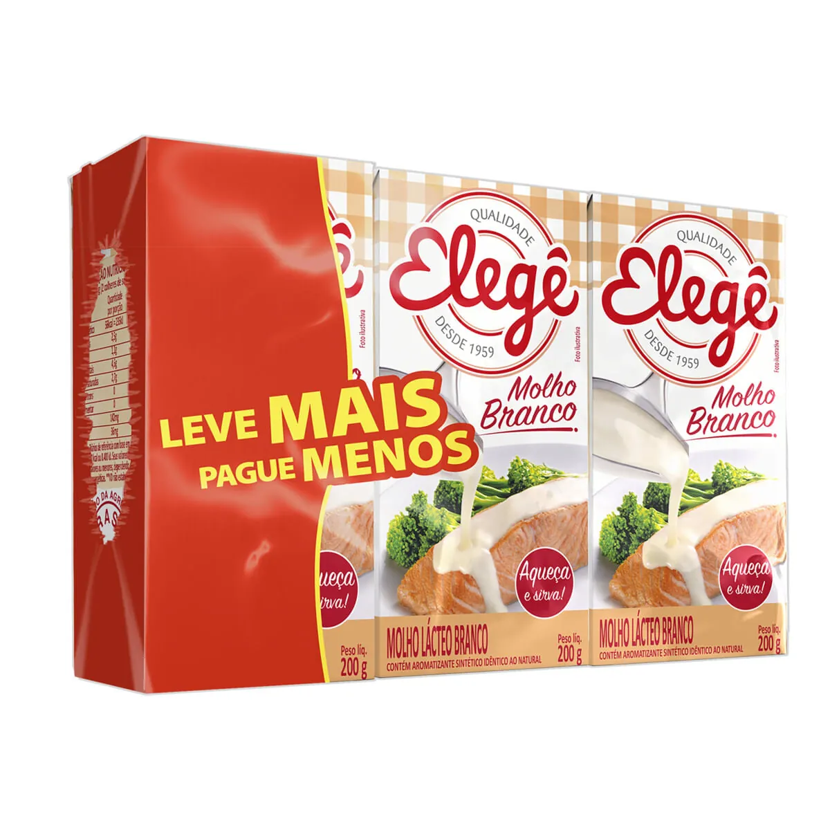 Pack Molho Lácteo Branco Elegê 3 Unidades 200g Cada Leve Mais Pague Menos