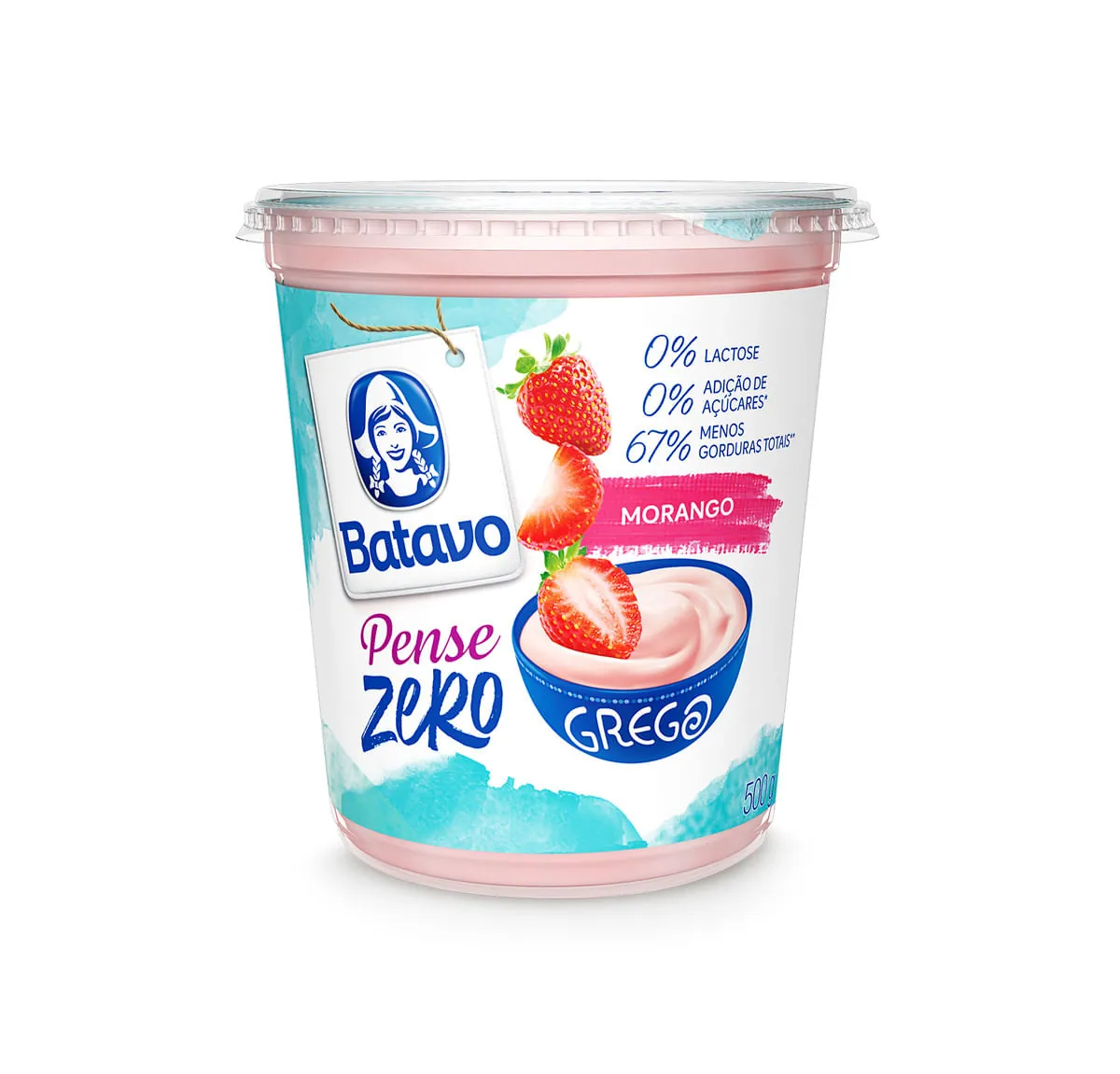 Iogurte Parcialmente Desnatado Grego Morango Zero Lactose Batavo Pense Zero 450g