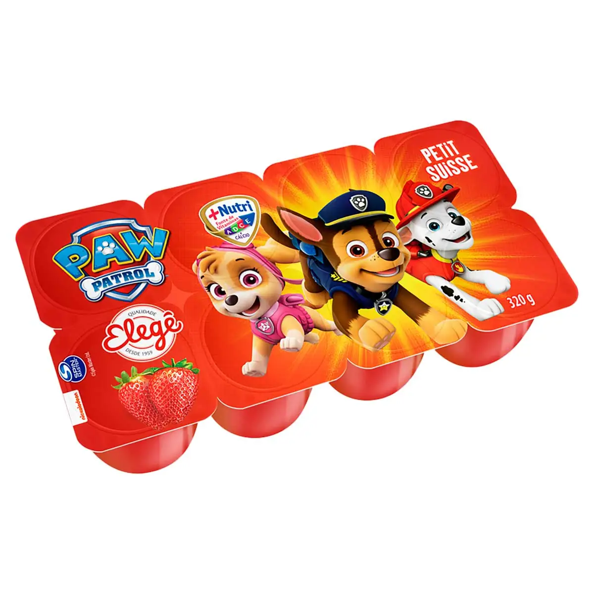 Petit Suisse Morango Paw Patrol Elegê 320g 8 Unidades