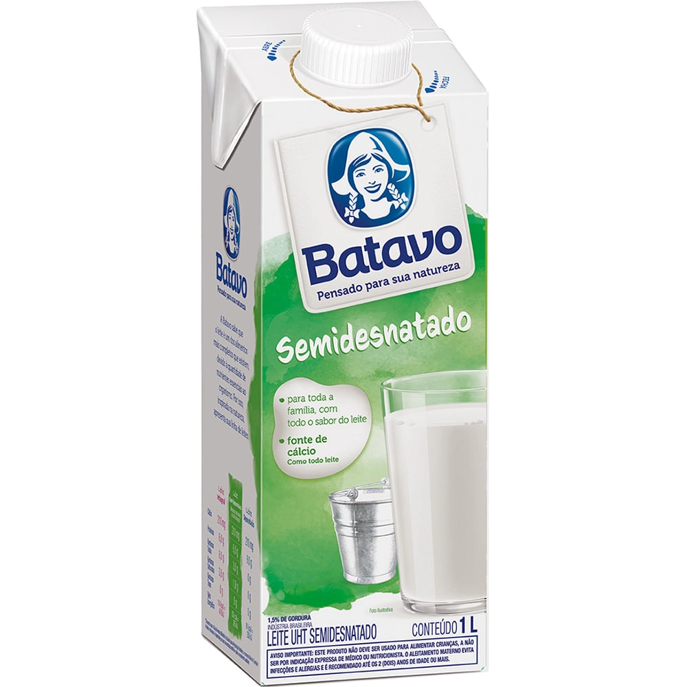 Leite Uht Semidesnatado Batavo Caixa Com Tampa 1l