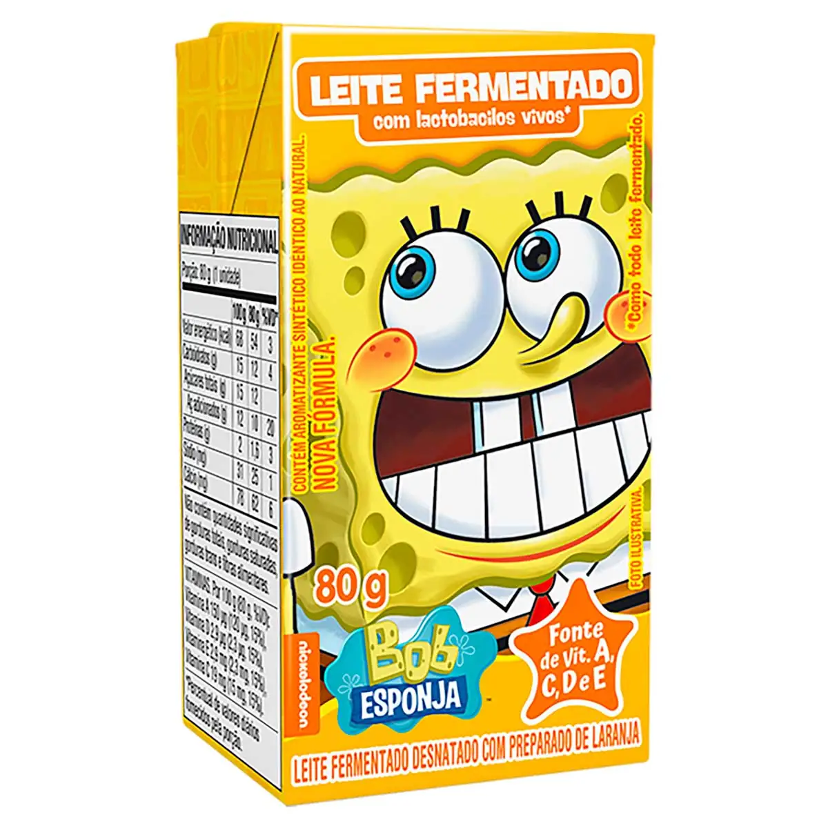 Leite Fermentado Desnatado Laranja Bob Esponja Batavo Caixa 80g