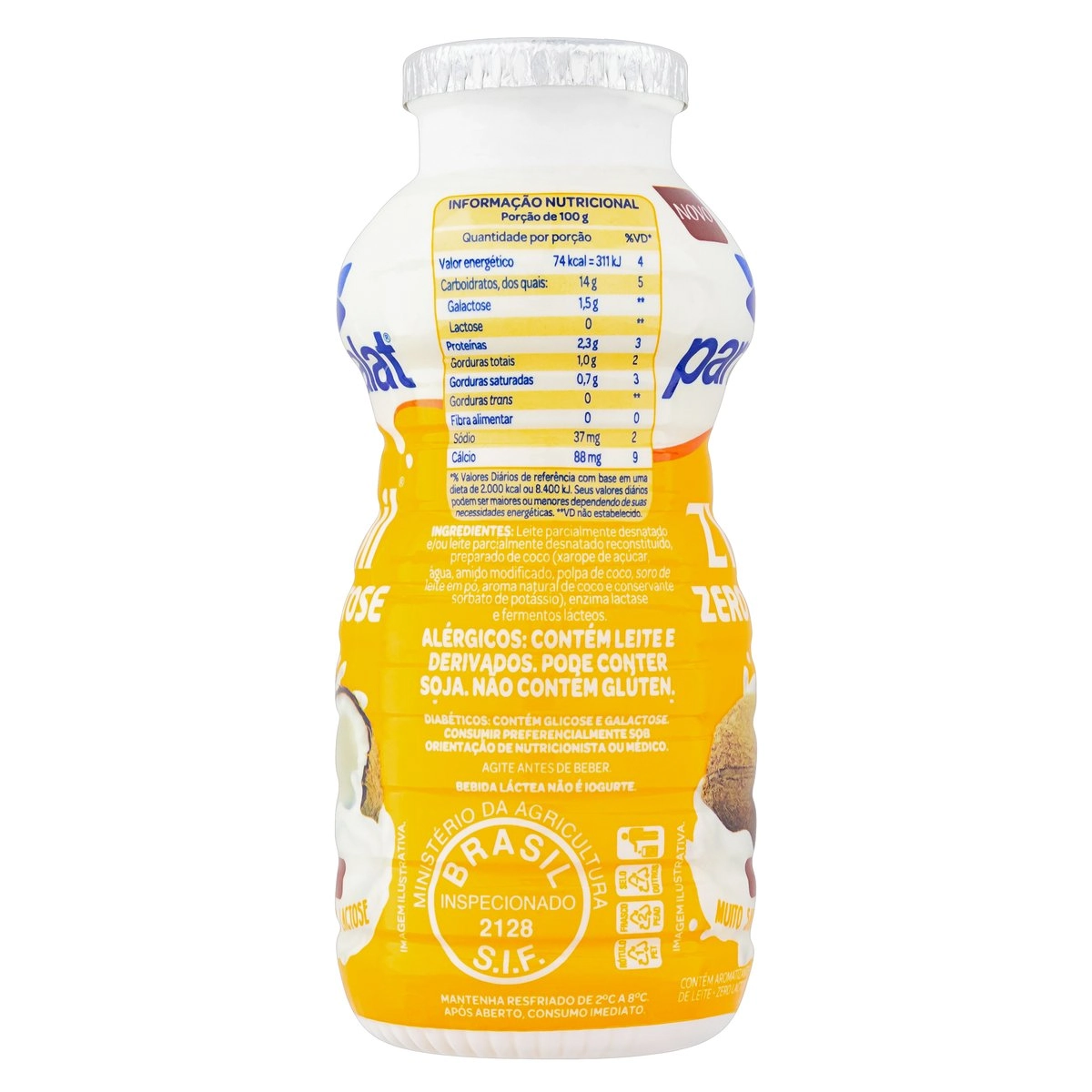 Bebida Láctea Fermentada Coco Zero Lactose Parmalat Zymil Frasco 170g
