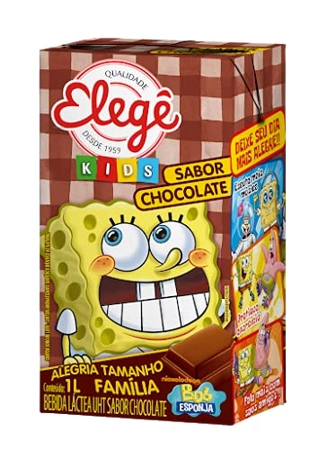 Bebida Láctea Uht Chocolate Bob Esponja Elegê Kids Caixa 1l