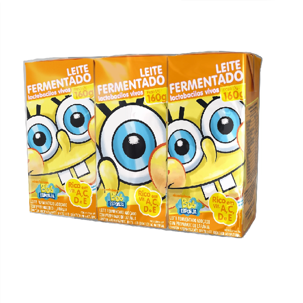 Leite Fermentado Desnatado Laranja Bob Esponja Batavo Caixa 160g