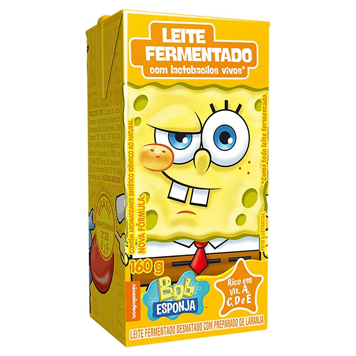 Leite Fermentado Desnatado Laranja Bob Esponja Batavo Caixa 160g