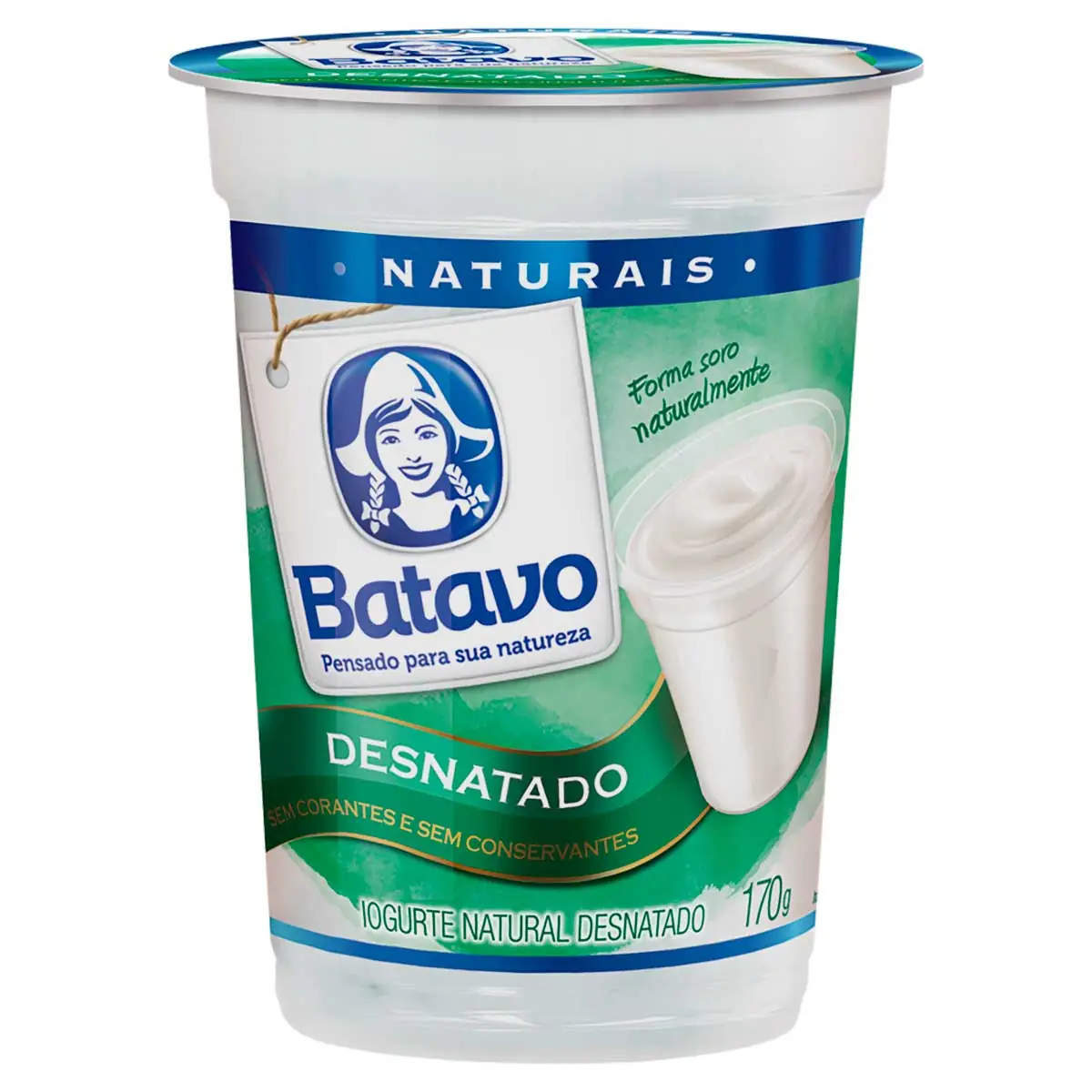 Iogurte à Base de Leite Desnatado Batavo Natural 170g 1 Unidade
