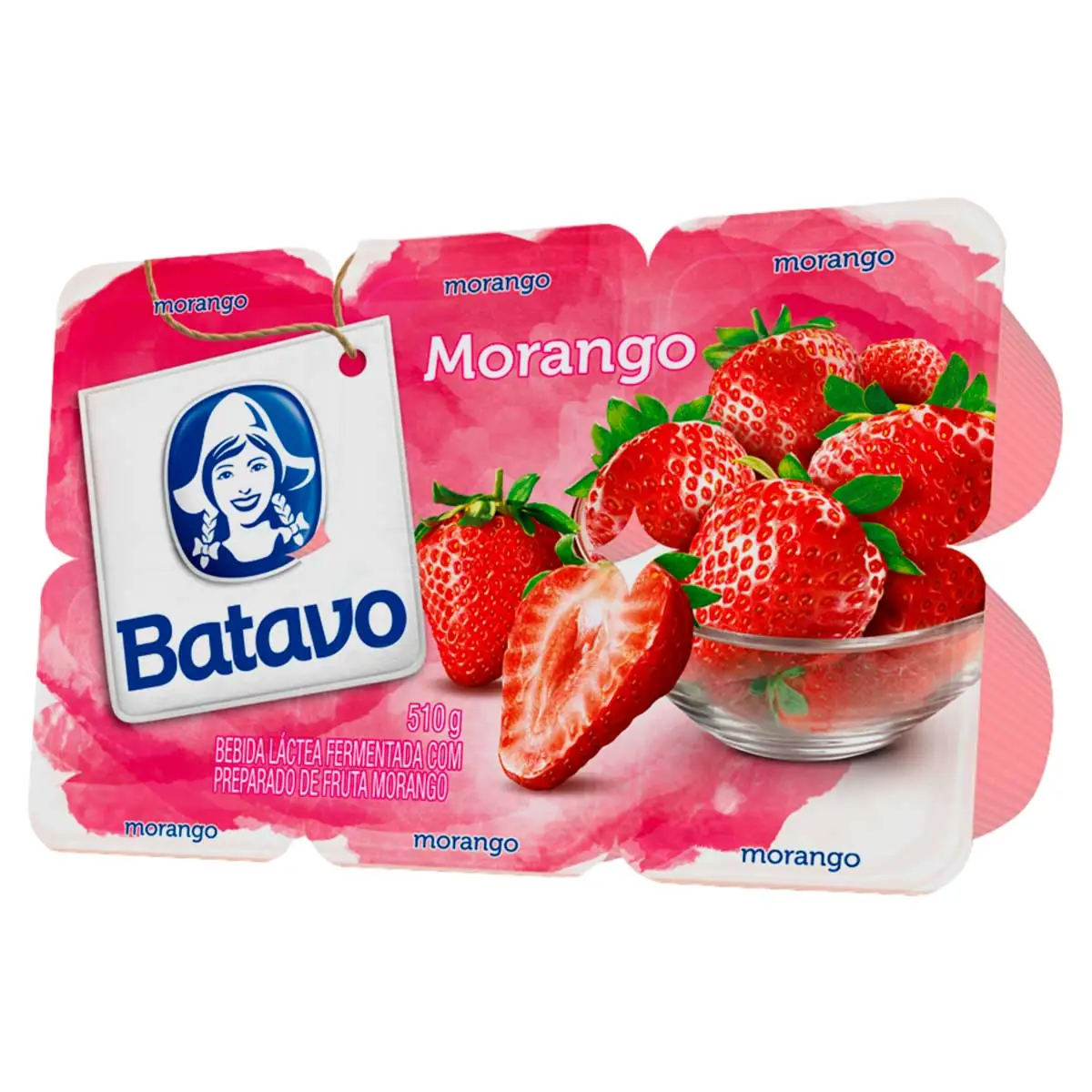 Bebida Láctea Fermentada Morango Batavo 510g 6 Unidades