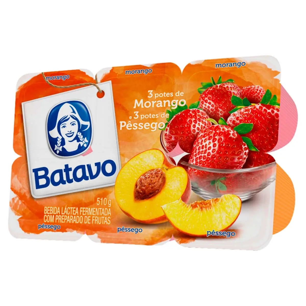 Bebida Láctea Fermentada sabor Morango e Pessêgo BATAVO 540g