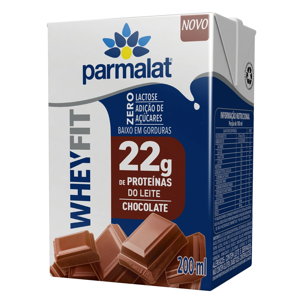 Bebida Láctea Chocolate Zero Lactose Parmalat Wheyfit Caixa 200ml