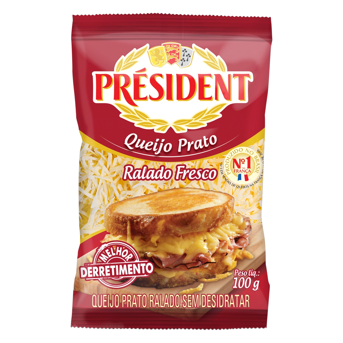 Queijo Prato Ralado Fresco Président Pacote 100g