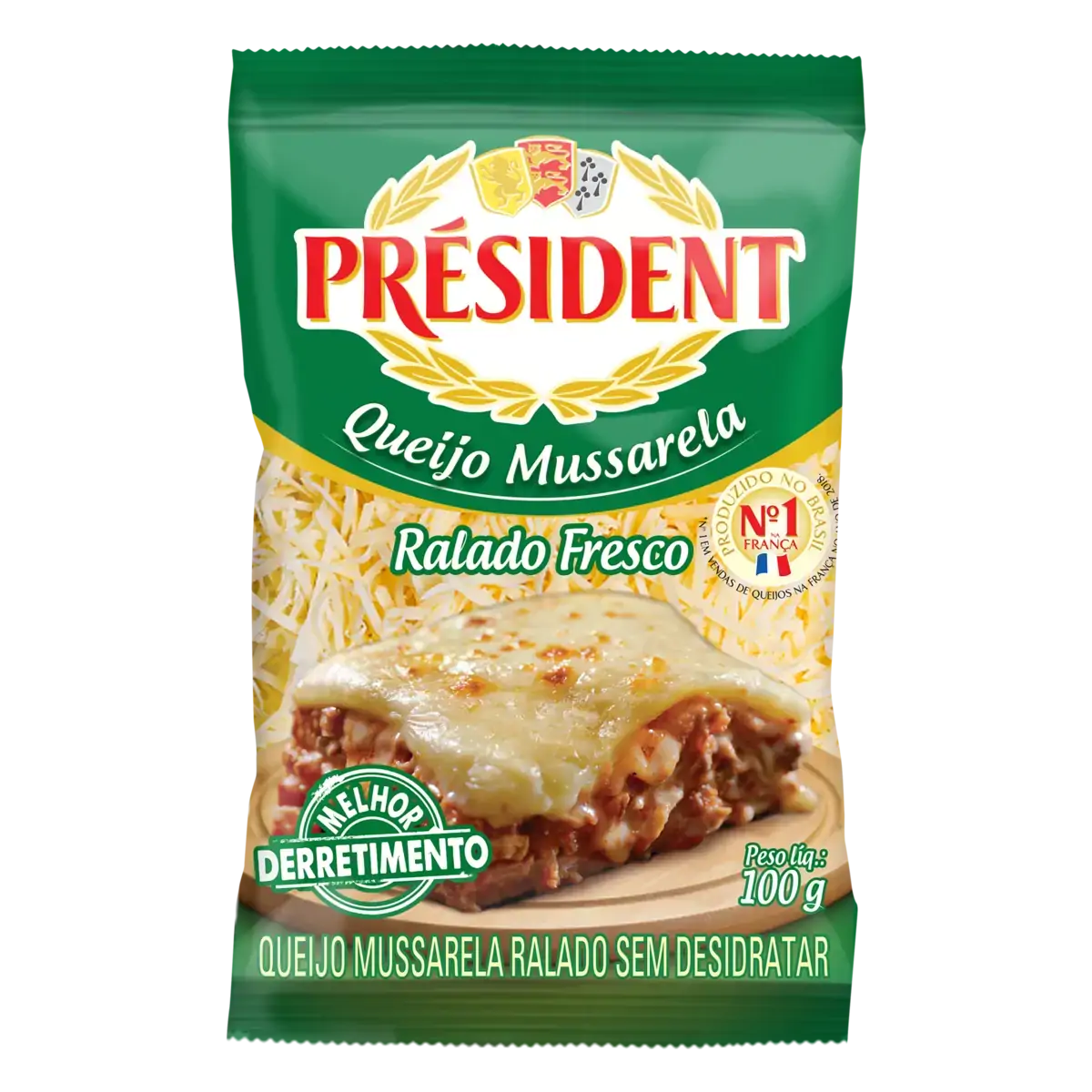Queijo Mussarela Ralado Fresco Président Pacote 100g