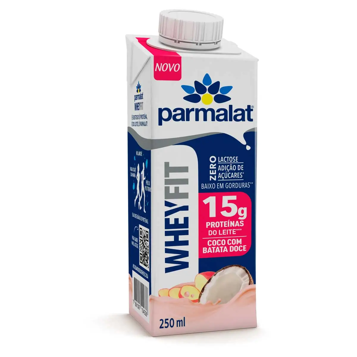 Bebida Láctea UHT Zero Lactose Parmalat Wheyfit Sabor Coco com Batata-Doce 250ml