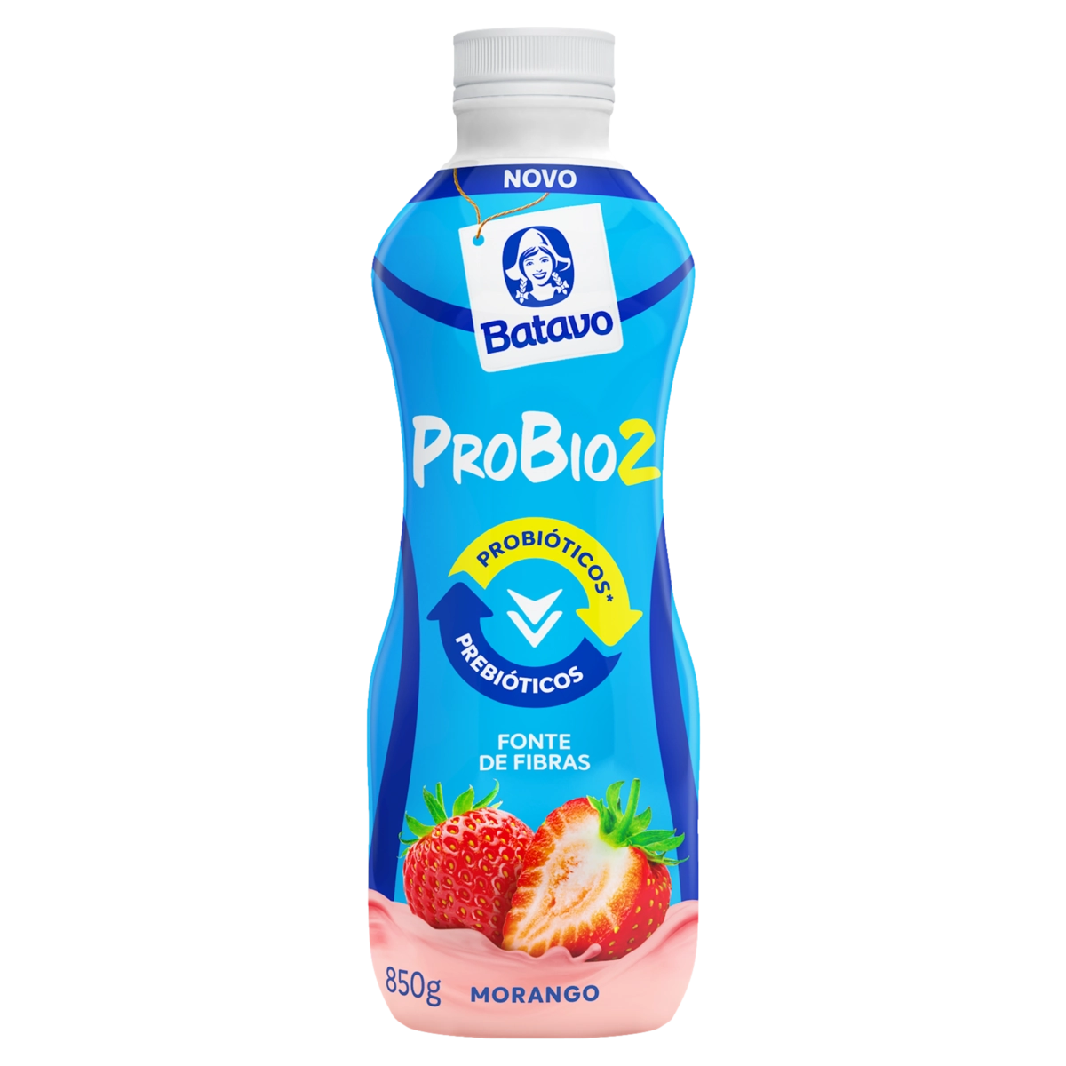 Iogurte Parcialmente Desnatado Morango Batavo Probio2 Garrafa 850g